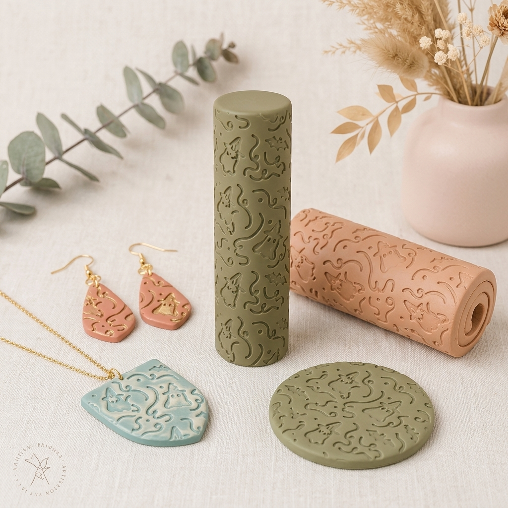Witchy Boo Texture Roller | Halloween Clay Pattern Tool