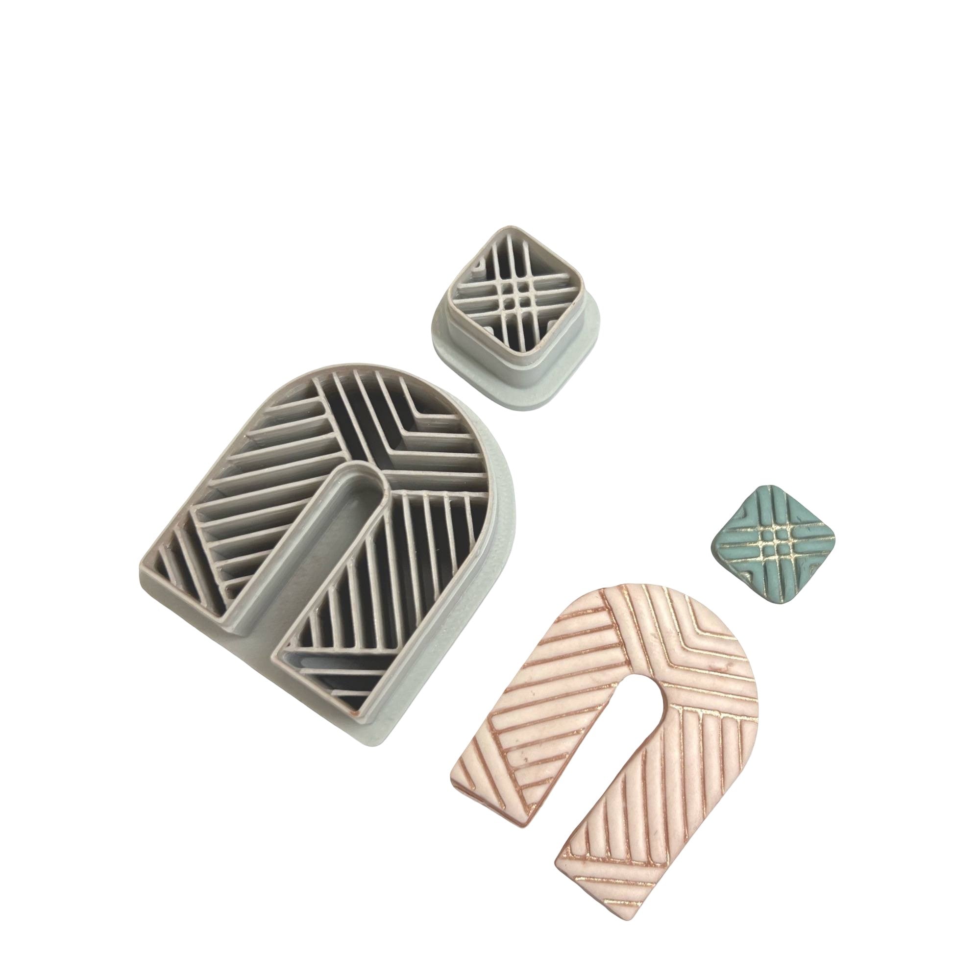 Herringbone Arch Polymer Clay Cutter Set for Modern Earrings