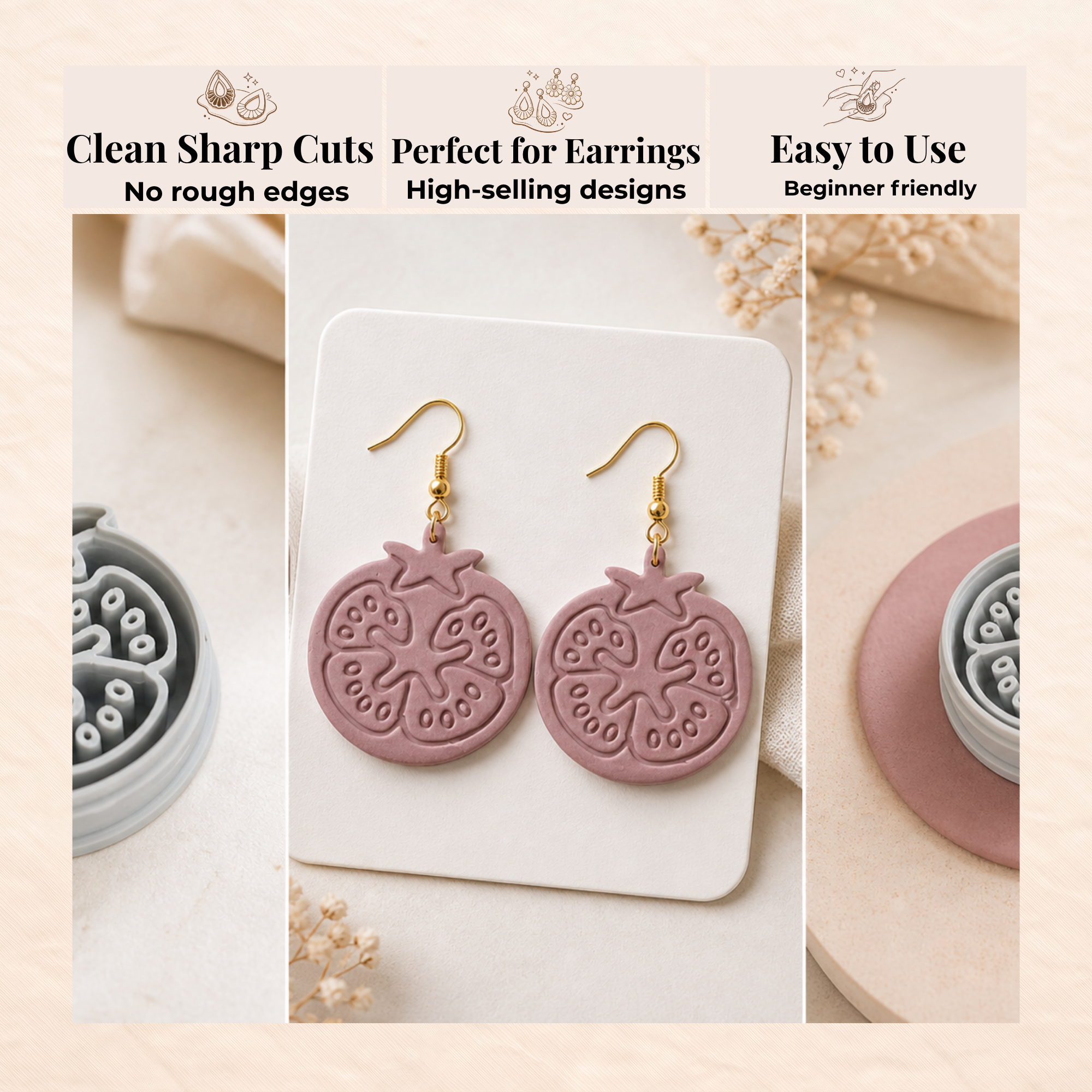 Tomato Polymer Clay Cutter 25–45mm | Quirky Food Earring Cutter | IrisCrafts7