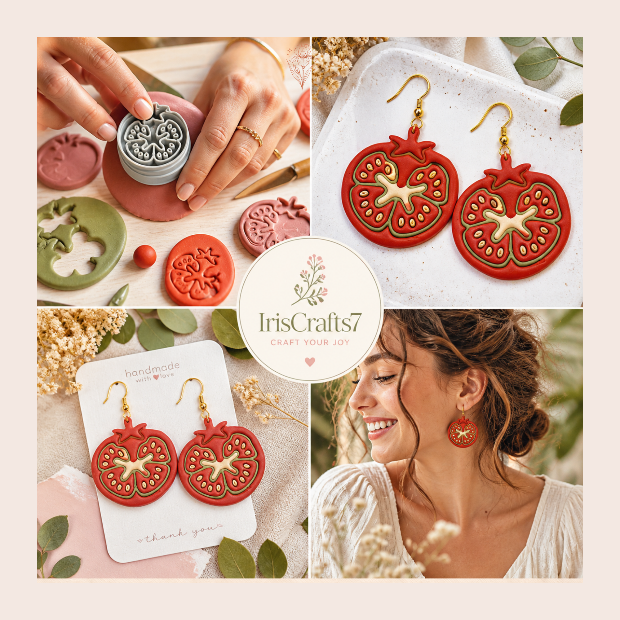 Tomato Polymer Clay Cutter 25–45mm | Quirky Food Earring Cutter | IrisCrafts7