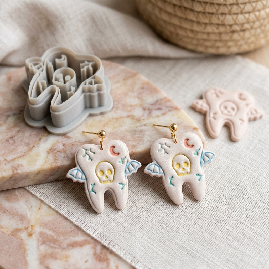 Tooth Fairy Gone Dark Polymer Clay Cutter | 25–50mm Gothic Halloween Earring Cutter | IrisCrafts7
