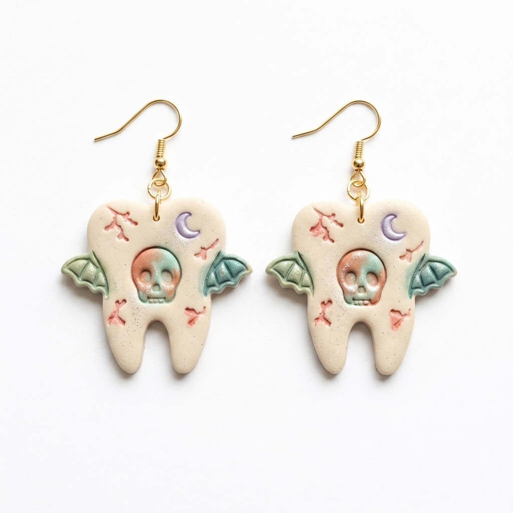 Tooth Fairy Gone Dark Polymer Clay Cutter | 25–50mm Gothic Halloween Earring Cutter | IrisCrafts7