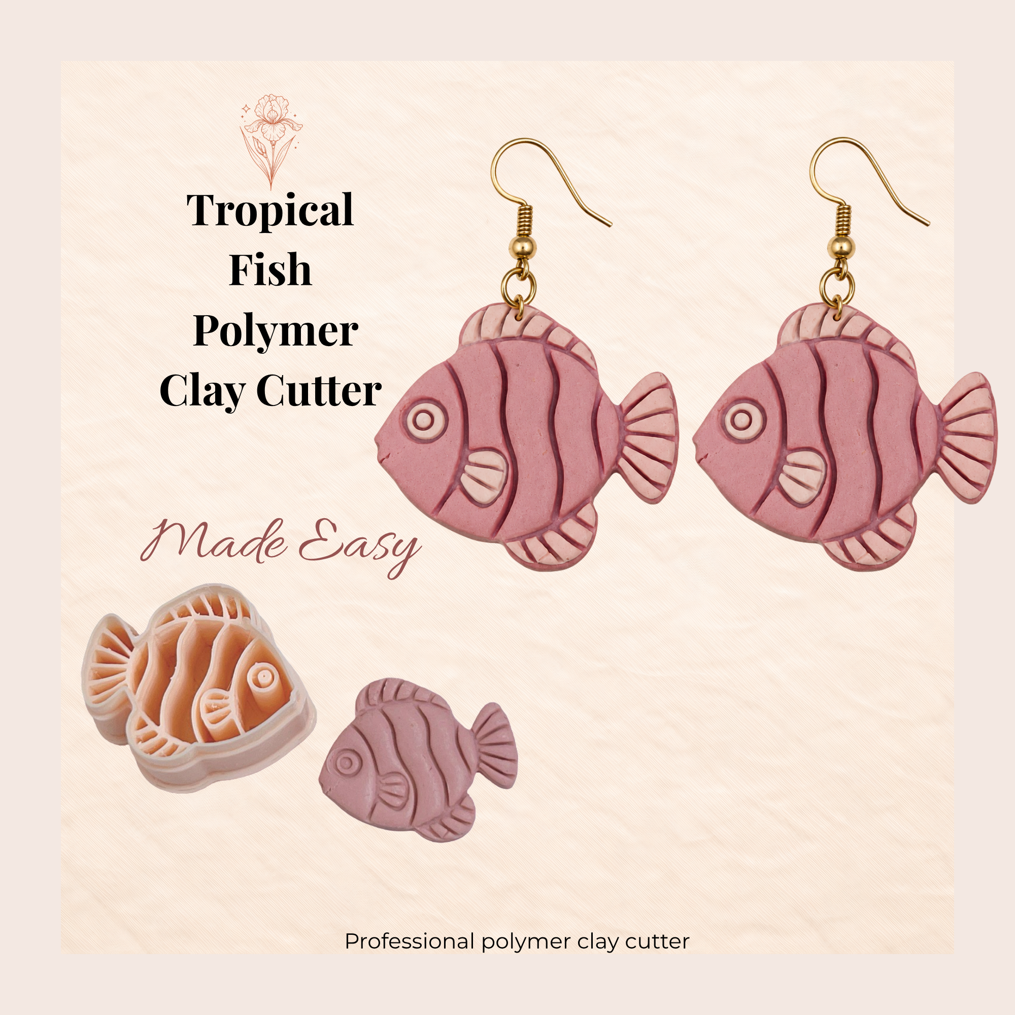 Tropical Fish 2 Polymer Clay Cutter | 25–45mm | Fish Shape Clay Cutter | Earring Jewellery Making Tool
