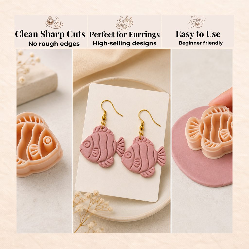 Tropical Fish 2 Polymer Clay Cutter | 25–45mm | Fish Shape Clay Cutter | Earring Jewellery Making Tool