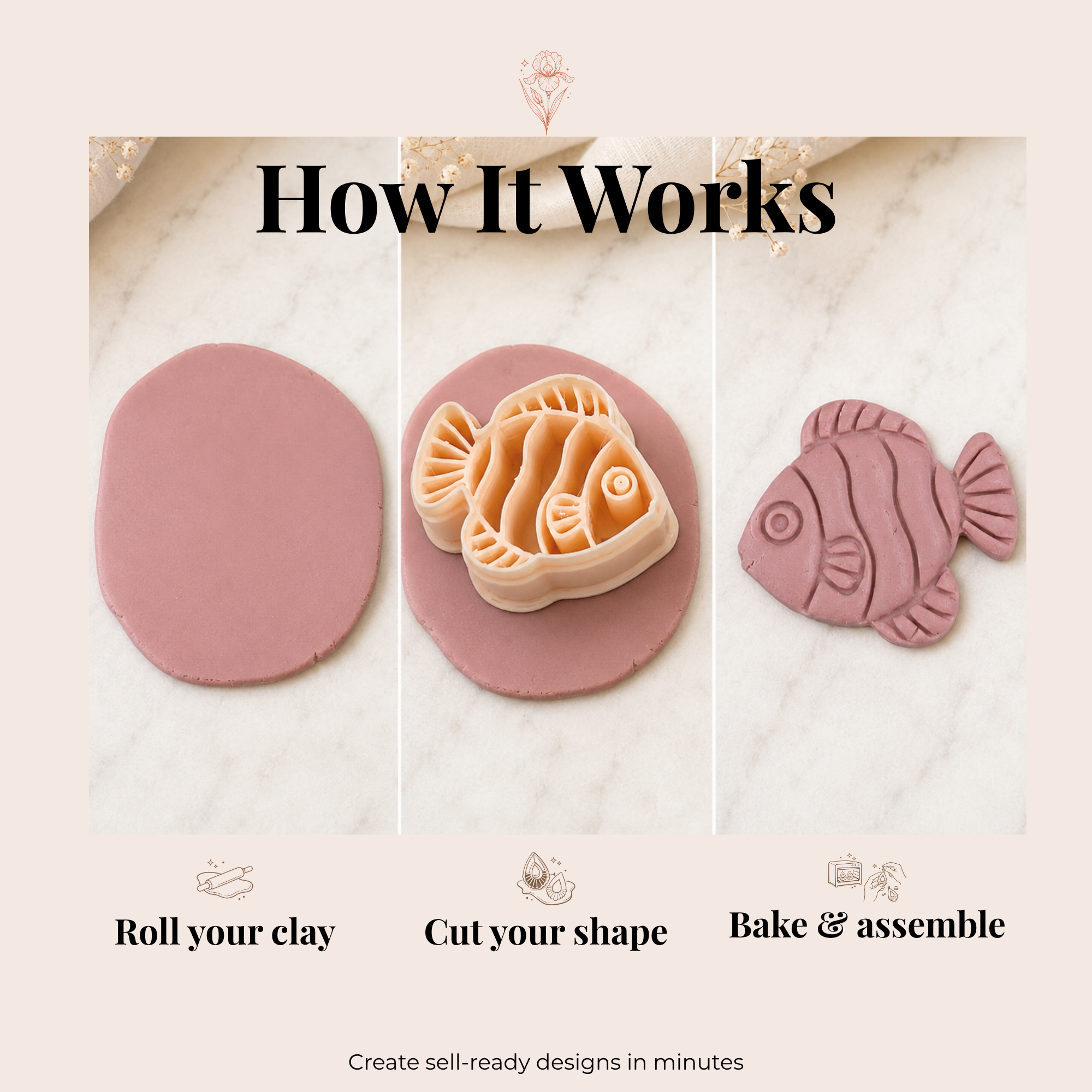 Tropical Fish 2 Polymer Clay Cutter | 25–45mm | Fish Shape Clay Cutter | Earring Jewellery Making Tool
