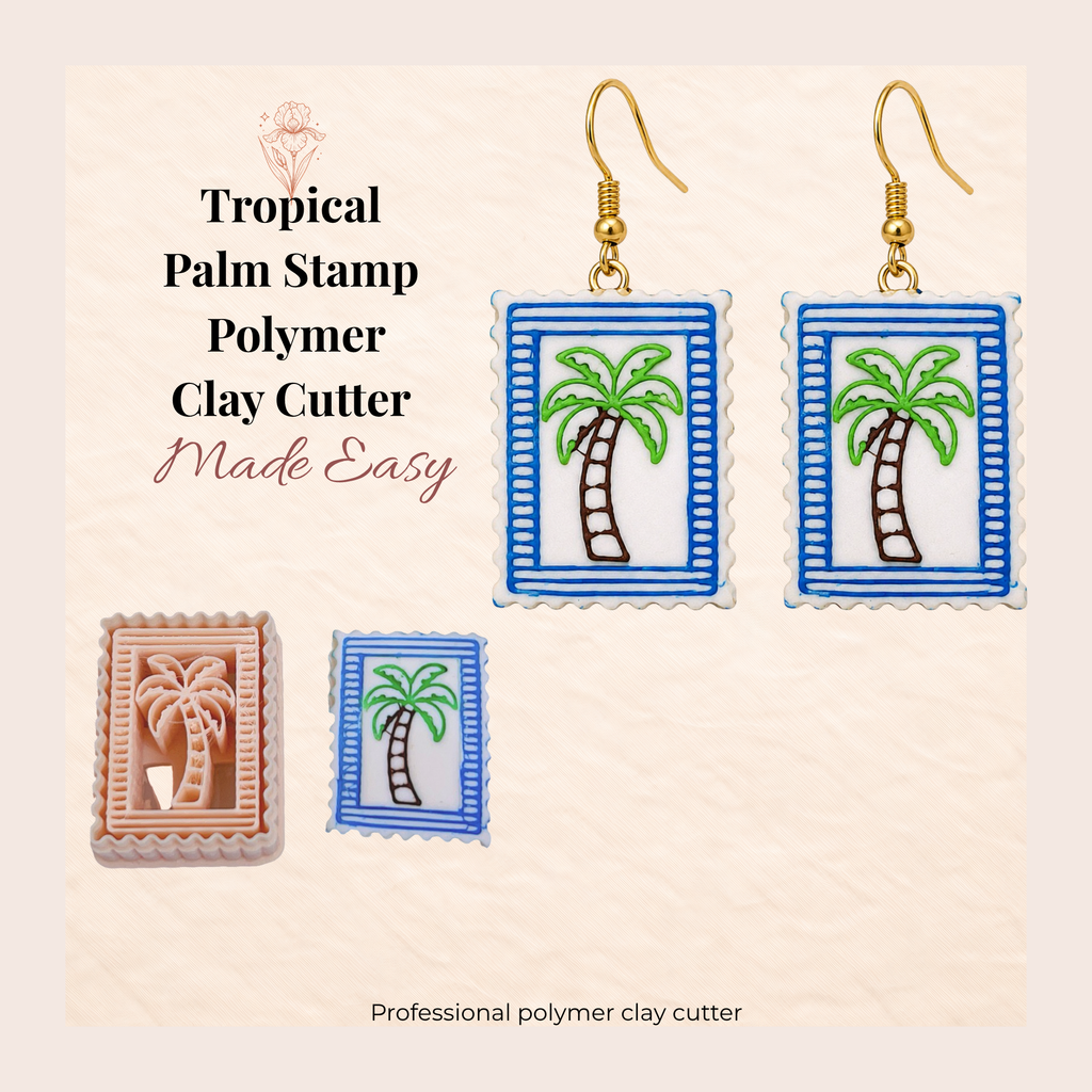 Tropical Palm Stamp Polymer Clay Cutter 30–50mm | Tropical Earring Cutter | IrisCrafts7