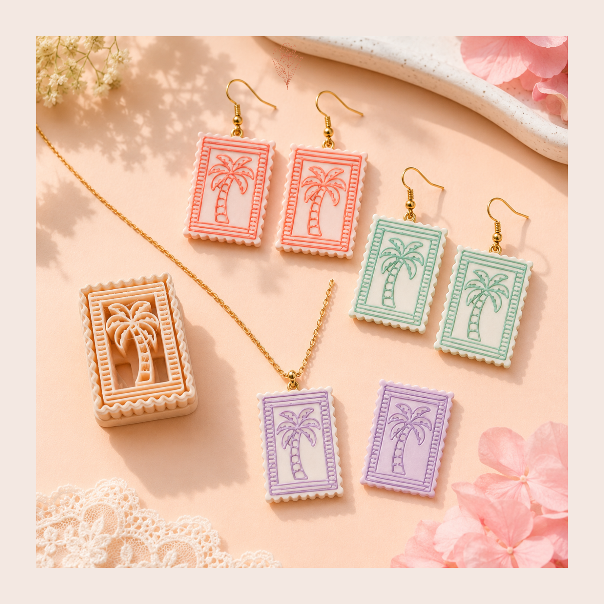 Tropical Palm Stamp Polymer Clay Cutter 30–50mm | Tropical Earring Cutter | IrisCrafts7
