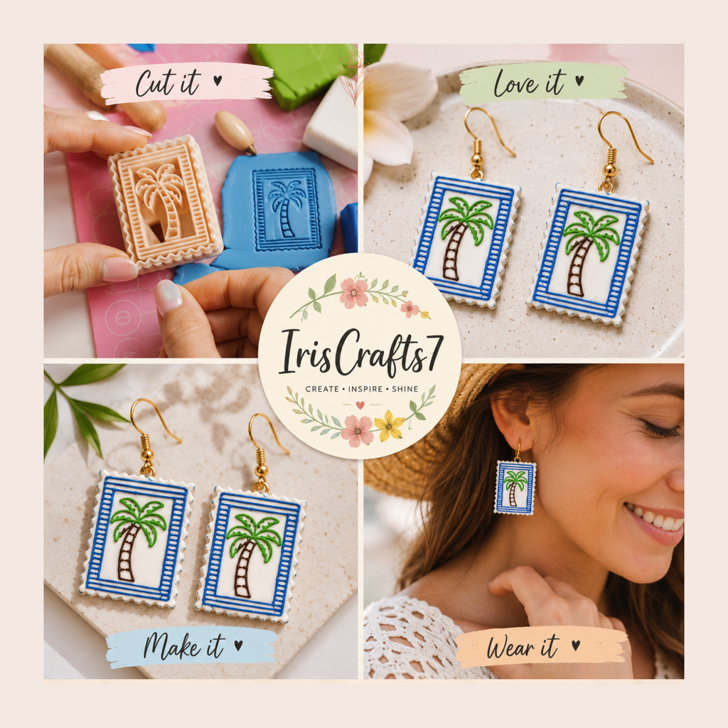 Tropical Palm Stamp Polymer Clay Cutter 30–50mm | Tropical Earring Cutter | IrisCrafts7