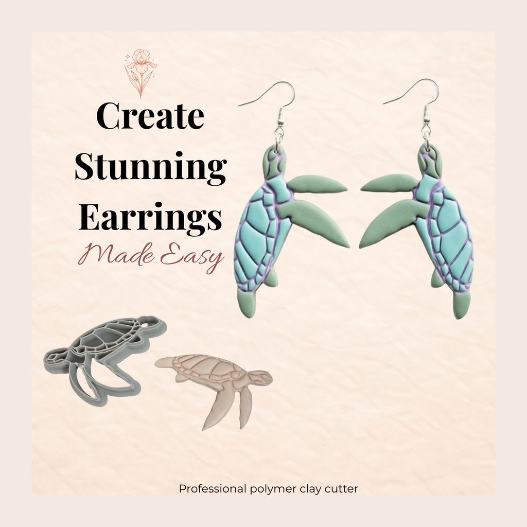 Turtle 4 Polymer Clay Cutter | 3D Printed Sea Turtle Clay Earring Cutter | Ocean Boho Clay Tool | Coastal Jewellery Making