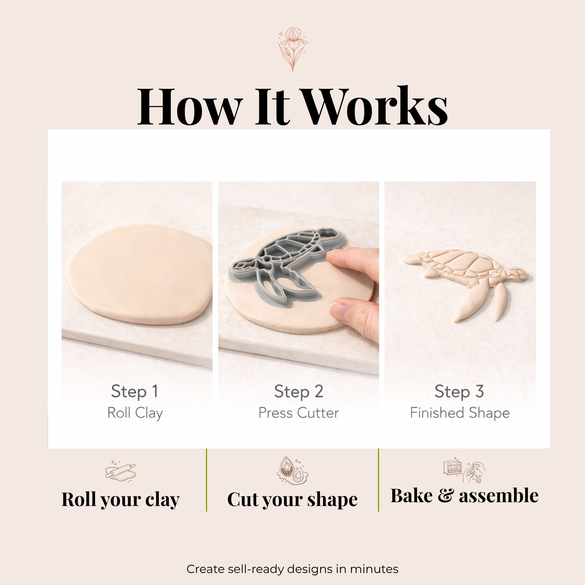 Turtle 4 Polymer Clay Cutter | 3D Printed Sea Turtle Clay Earring Cutter | Ocean Boho Clay Tool | Coastal Jewellery Making