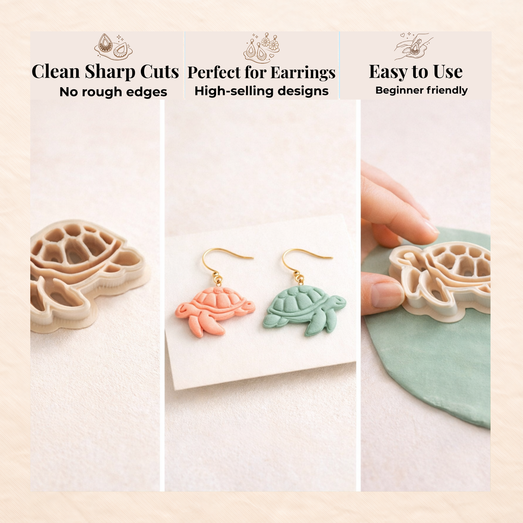 Turtle 9 Polymer Clay Cutter 30-50mm | Ocean Jewellery Making | IrisCrafts7
