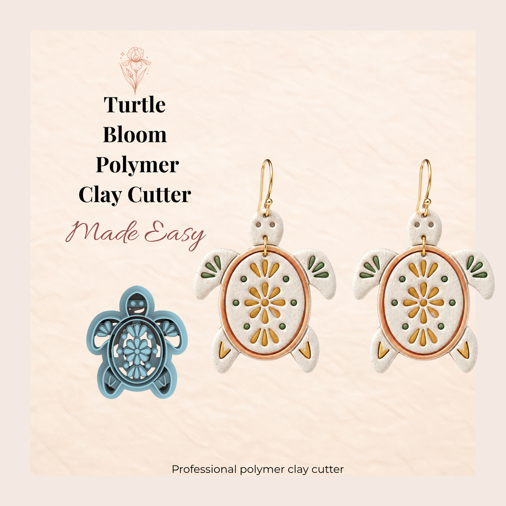 Turtle Bloom Polymer Clay Cutter | 30–45mm | Turtle Shape Clay Cutter | Earring Jewellery Making Tool
