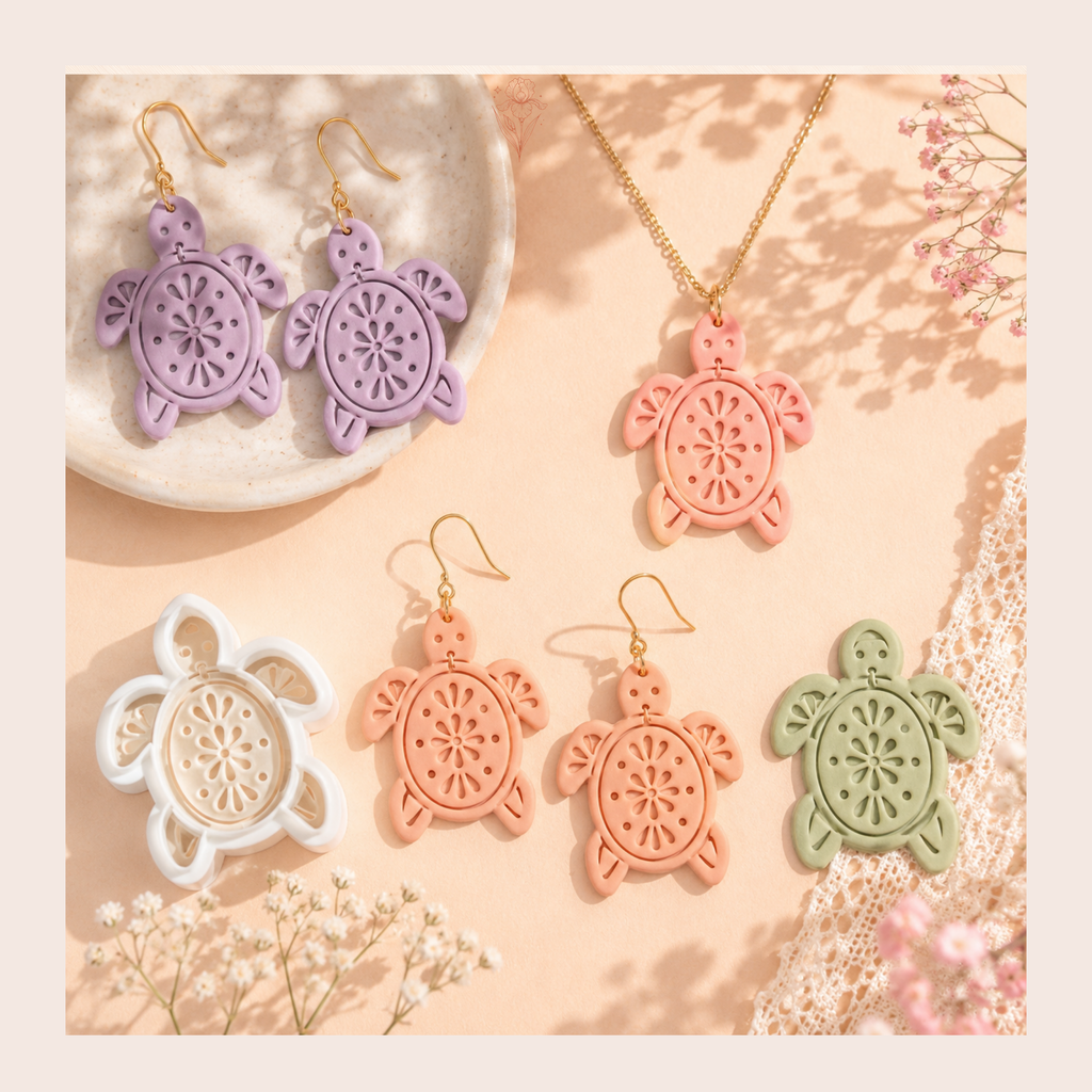 Turtle Bloom Polymer Clay Cutter | 30–45mm | Turtle Shape Clay Cutter | Earring Jewellery Making Tool