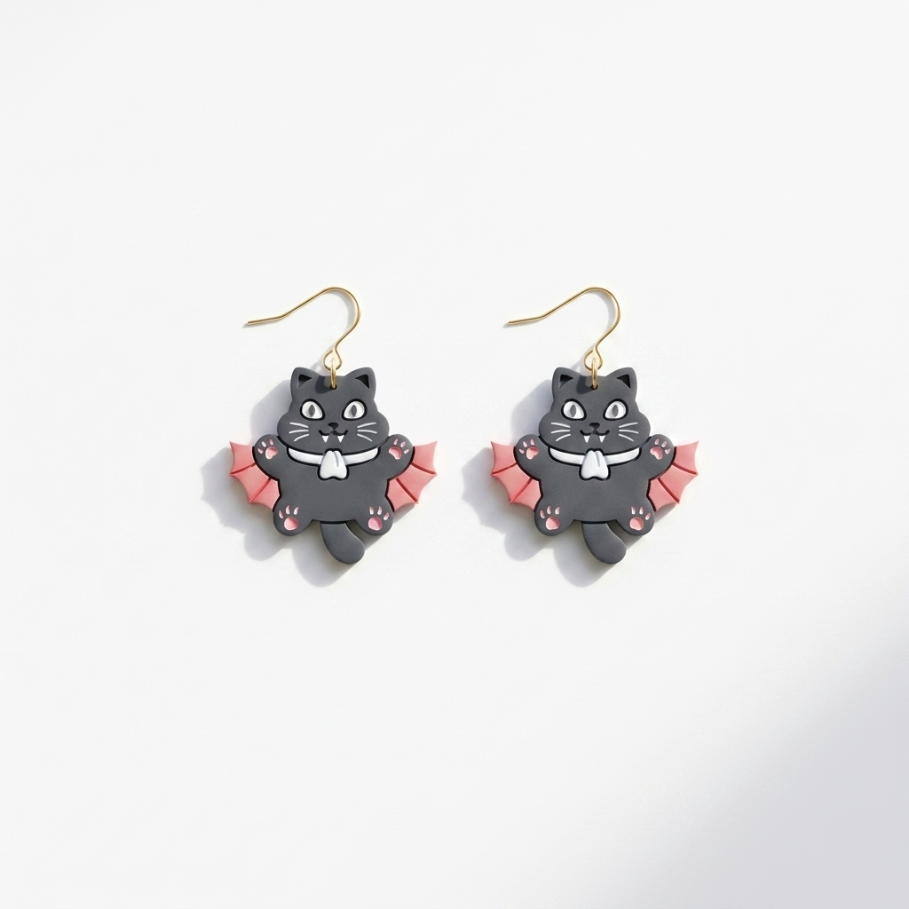 Vampire Kitty Polymer Clay Cutter | Halloween Earring Tool