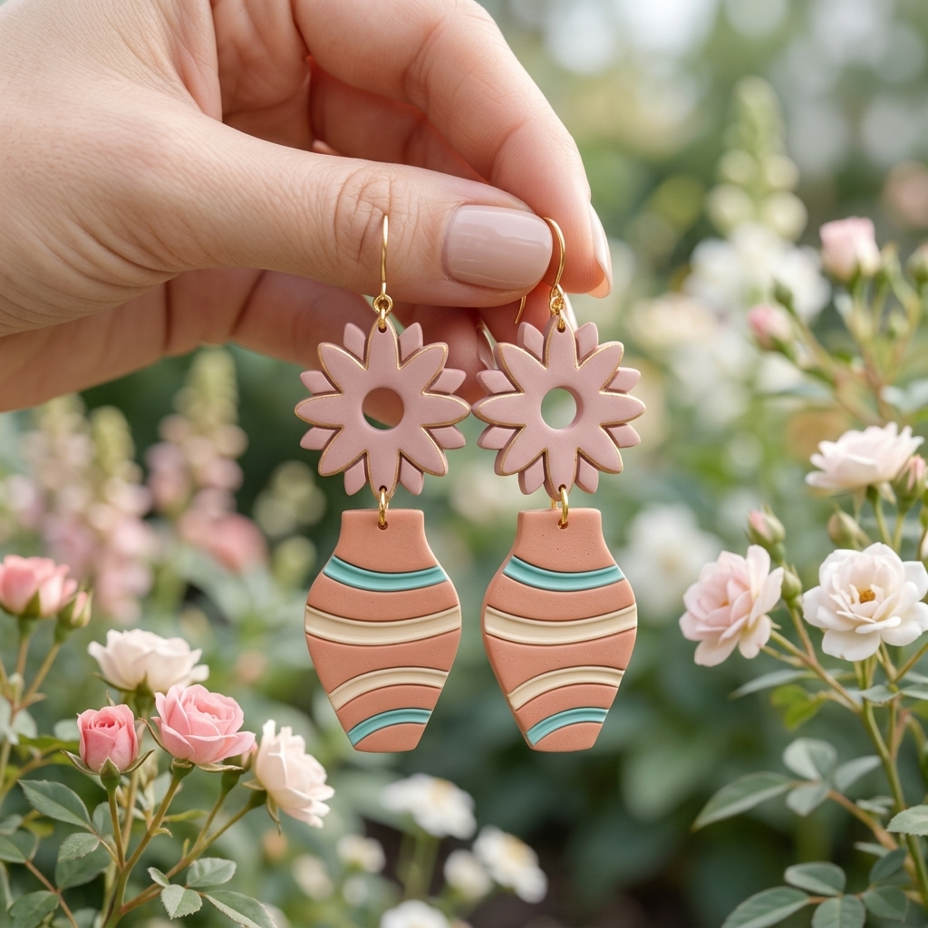 Vase and Gerbera Polymer Clay Cutter Set of 2 | 30–55mm Floral Earring Cutter | IrisCrafts7