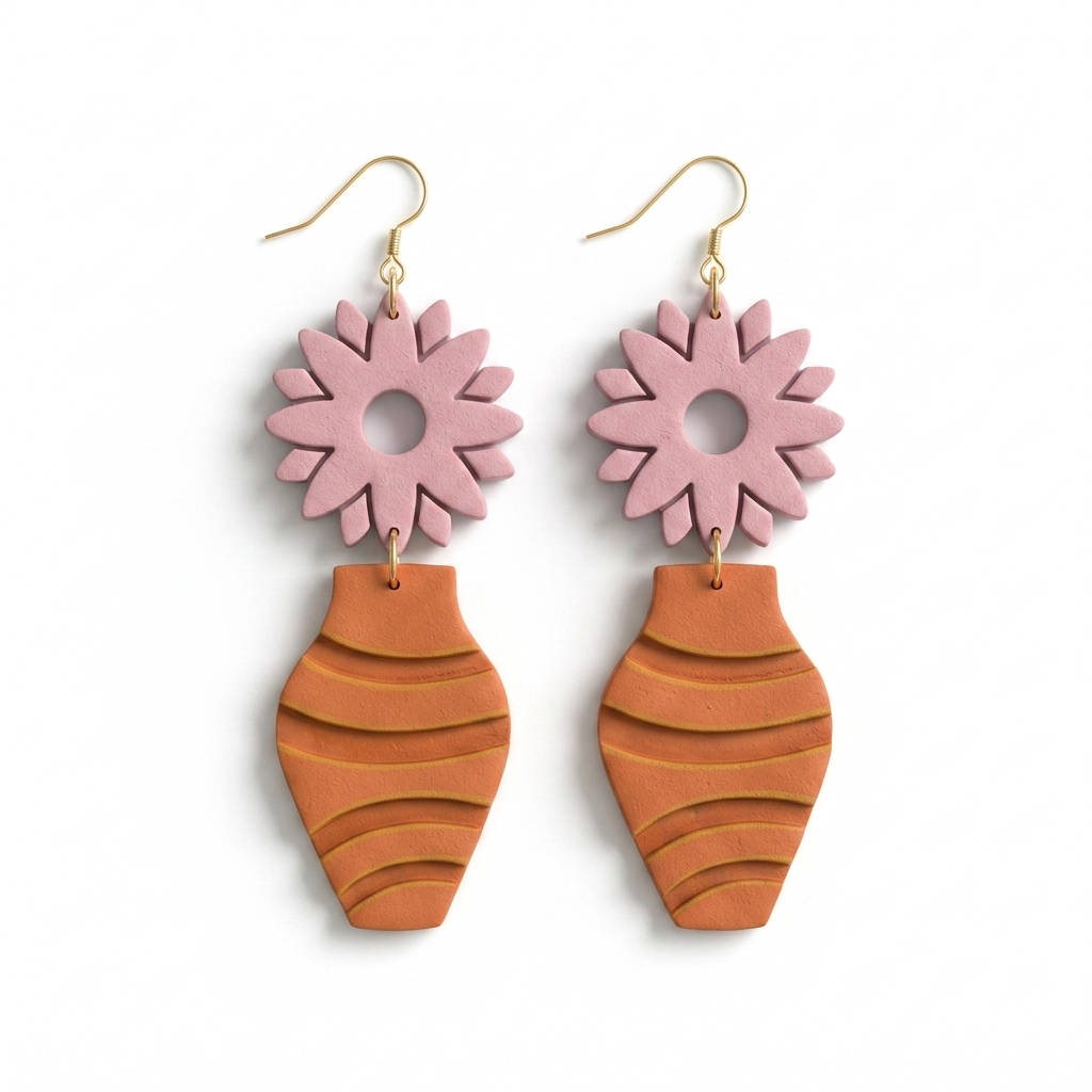 Vase and Gerbera Polymer Clay Cutter Set of 2 | 30–55mm Floral Earring Cutter | IrisCrafts7