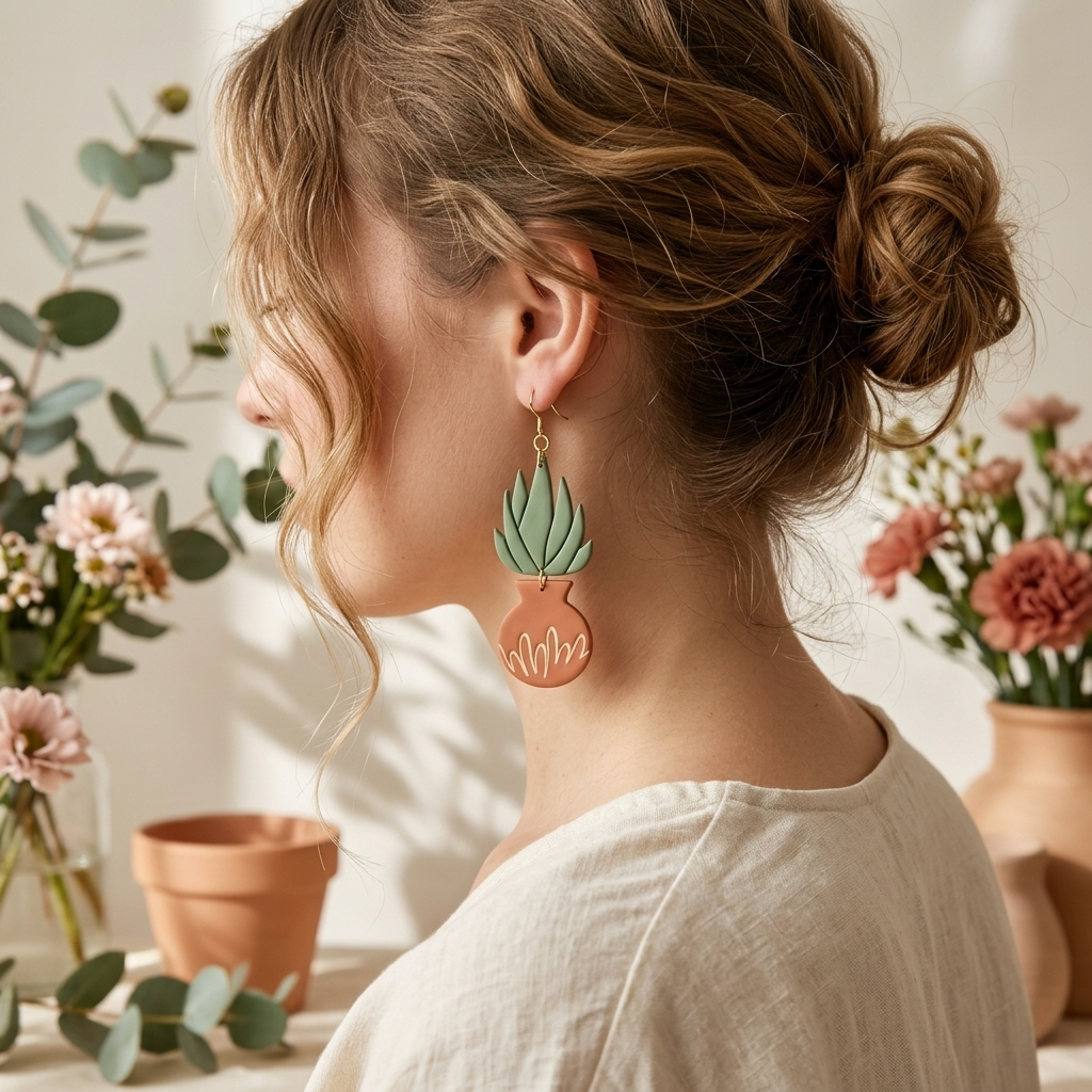 Vase and Leaves Polymer Clay Cutter Set of 2 | 30–55mm Botanical Earring Cutter | IrisCrafts7