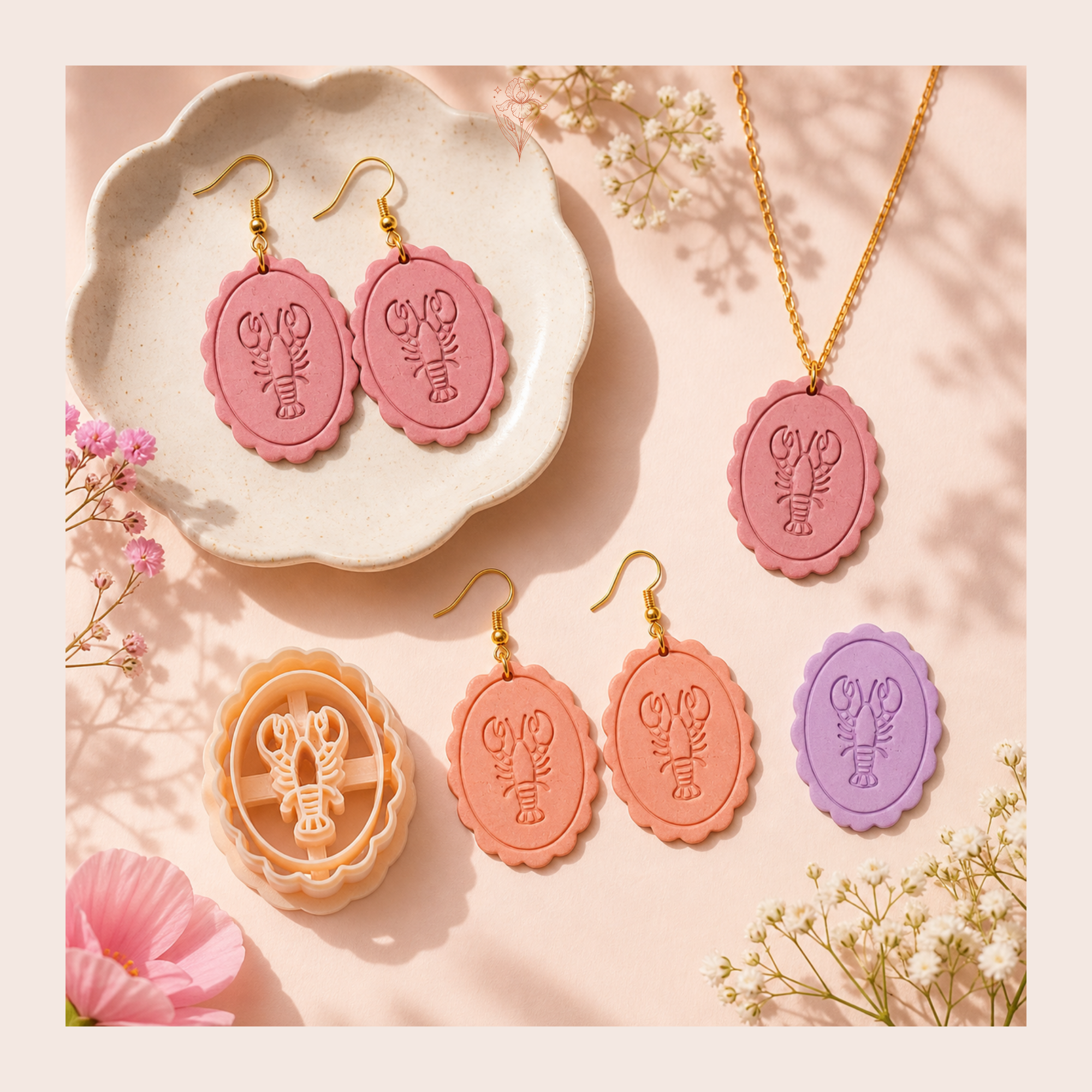 Victorian Lobster Polymer Clay Cutter 30–45mm | Quirky Ocean Earring Cutter | IrisCrafts7
