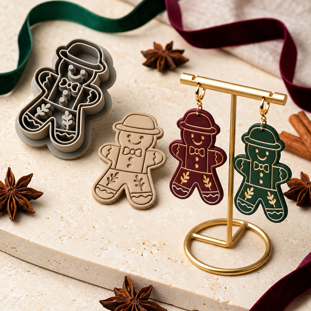 Village Gingerbread Boy Polymer Clay Cutter | Christmas Earring Tool