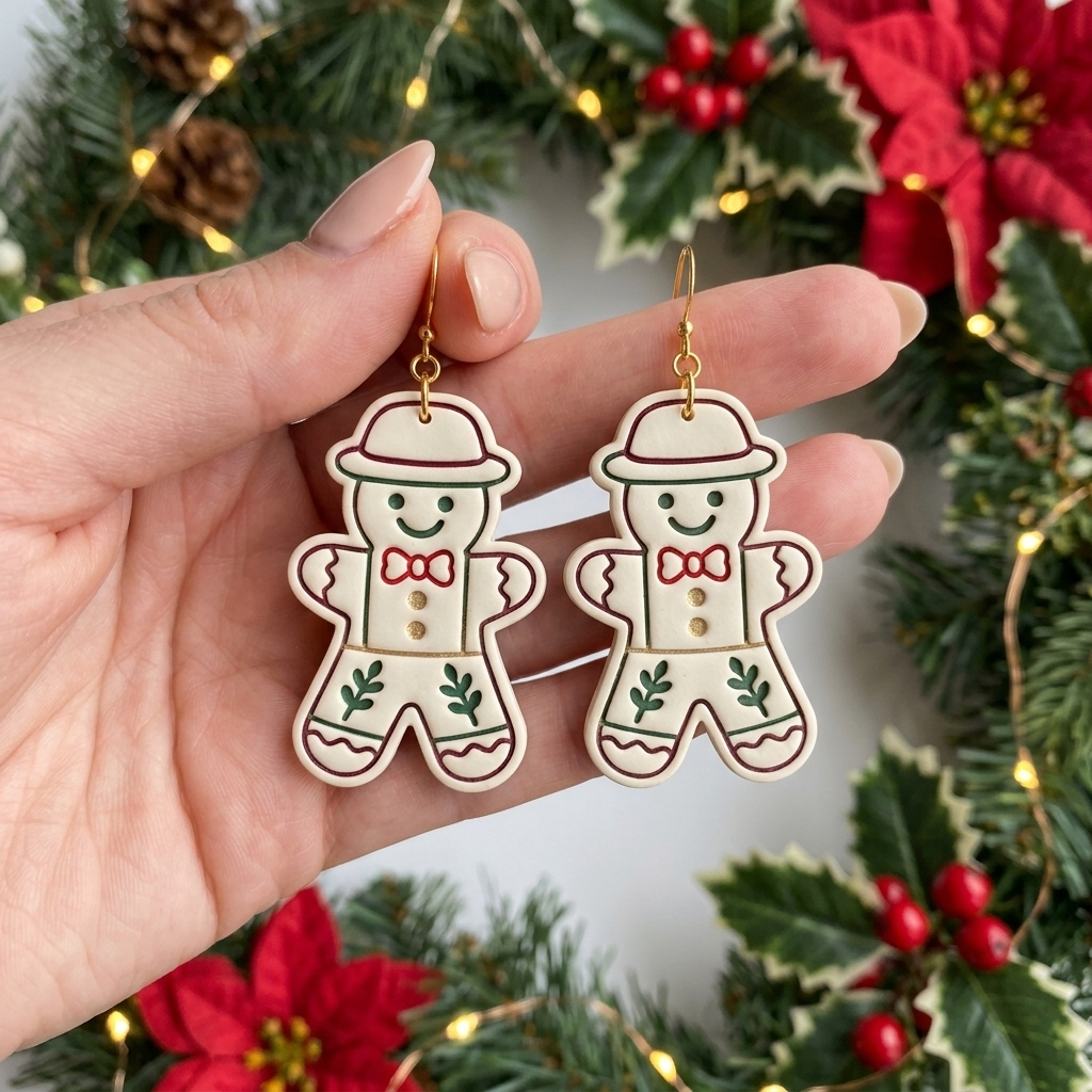Village Gingerbread Boy Polymer Clay Cutter | Christmas Earring Tool