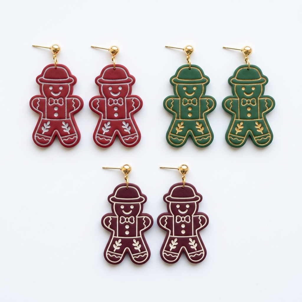 Village Gingerbread Boy Polymer Clay Cutter | Christmas Earring Tool