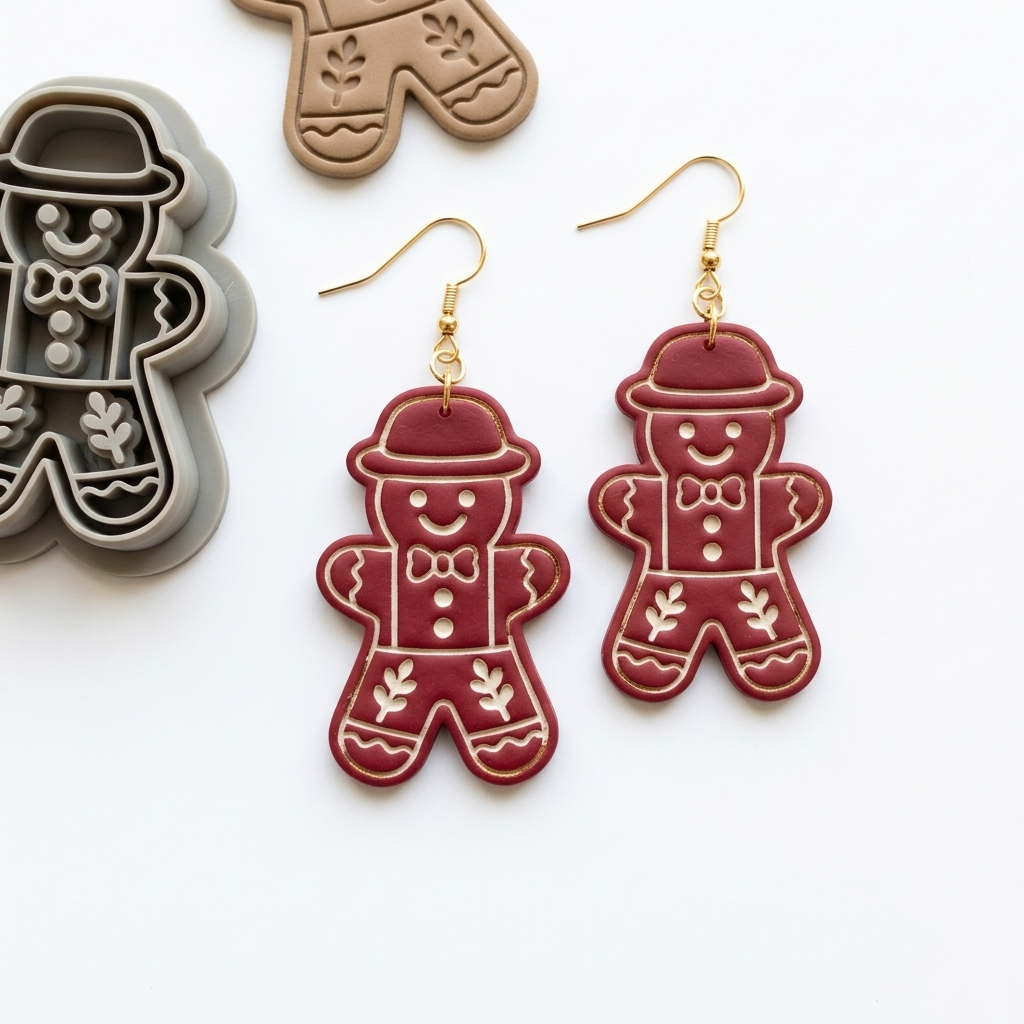 Village Gingerbread Boy Polymer Clay Cutter | Christmas Earring Tool