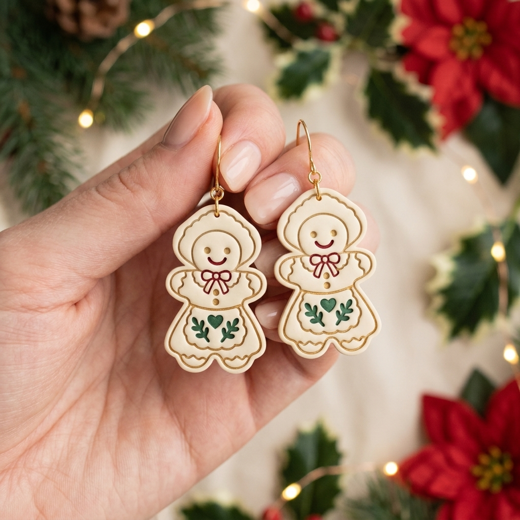 Village Gingerbread Girl Polymer Clay Cutter | Christmas Earring Tool