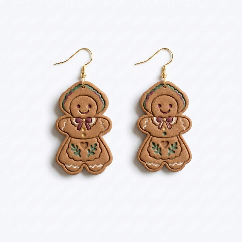 Village Gingerbread Girl Polymer Clay Cutter | Christmas Earring Tool