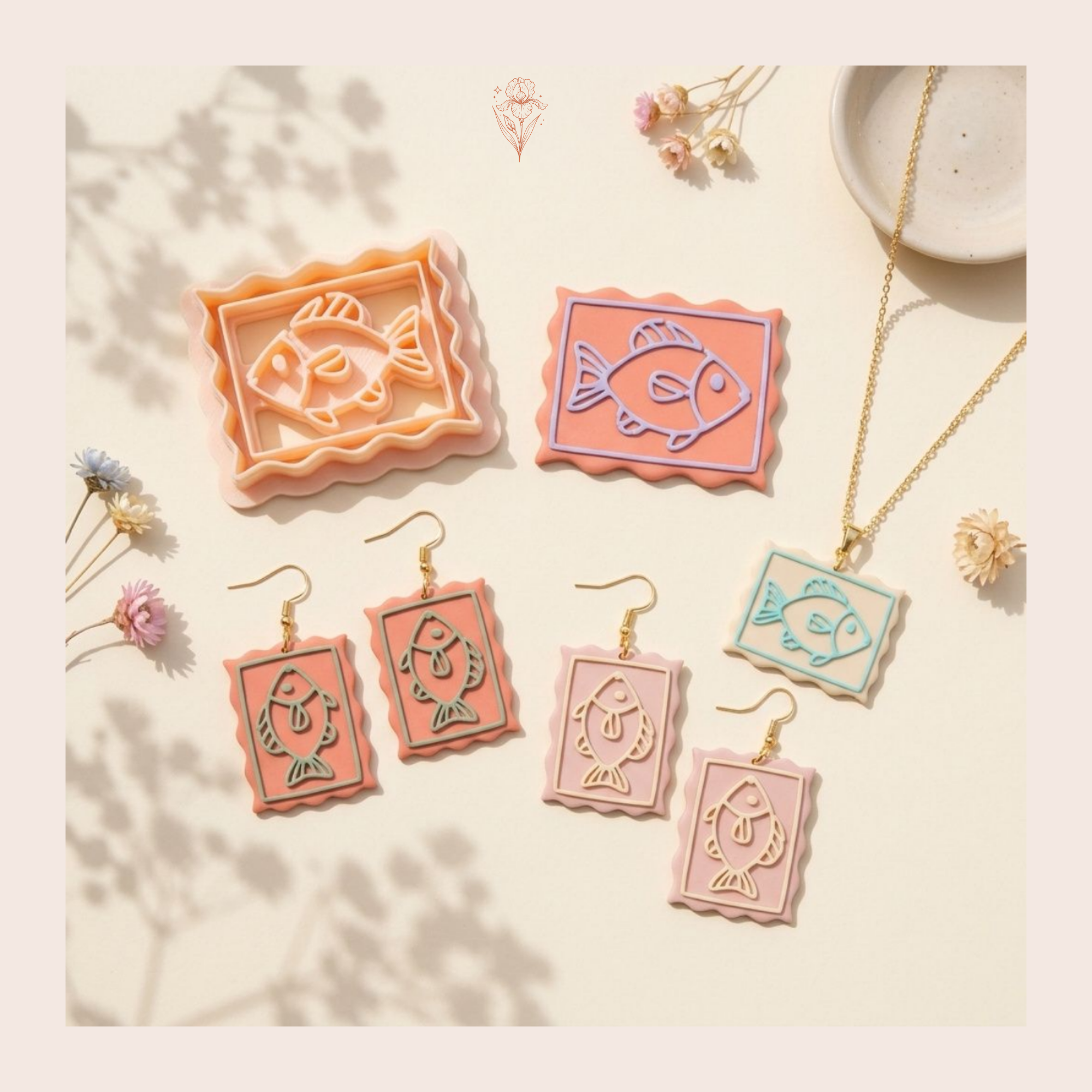 Vintage Fish Stamp Polymer Clay Cutter | Sharp Earring Cutter | Ocean Clay Tool | Polymer Clay Jewellery Making