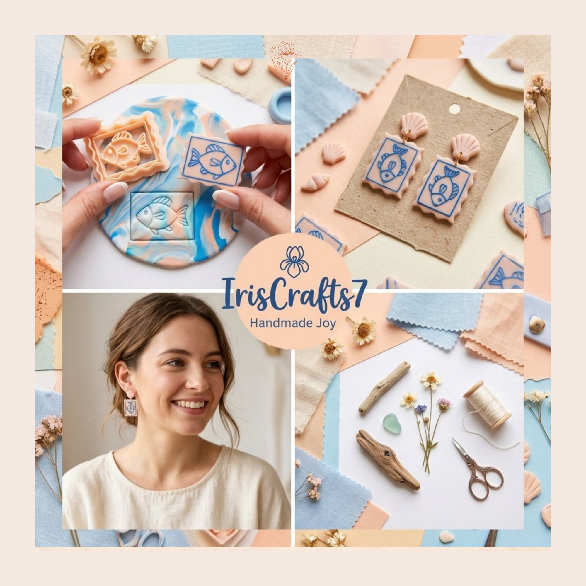 Vintage Fish Stamp Polymer Clay Cutter | Sharp Earring Cutter | Ocean Clay Tool | Polymer Clay Jewellery Making