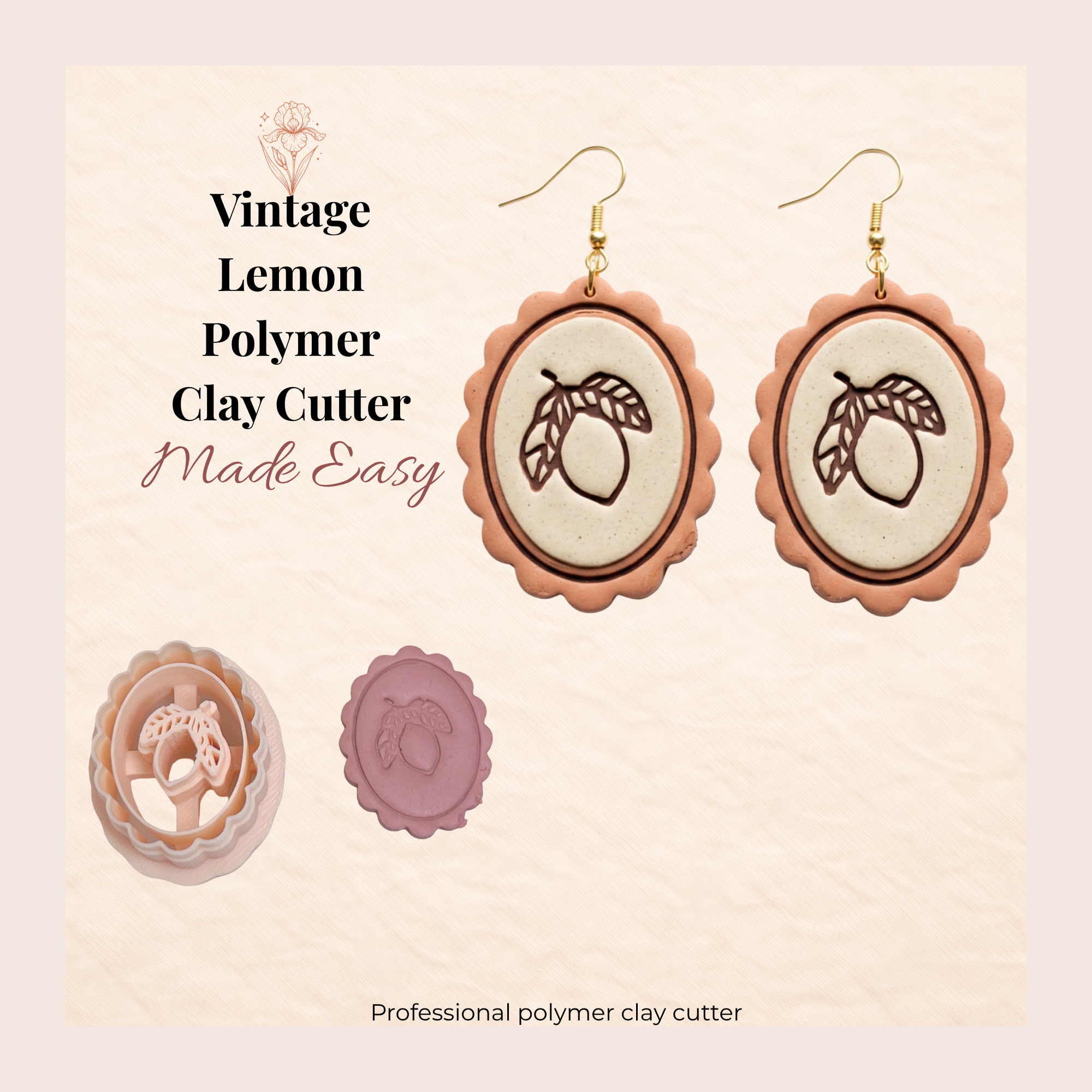 Vintage Lemon Polymer Clay Cutter 30–45mm | Cottagecore Earring Cutter | IrisCrafts7