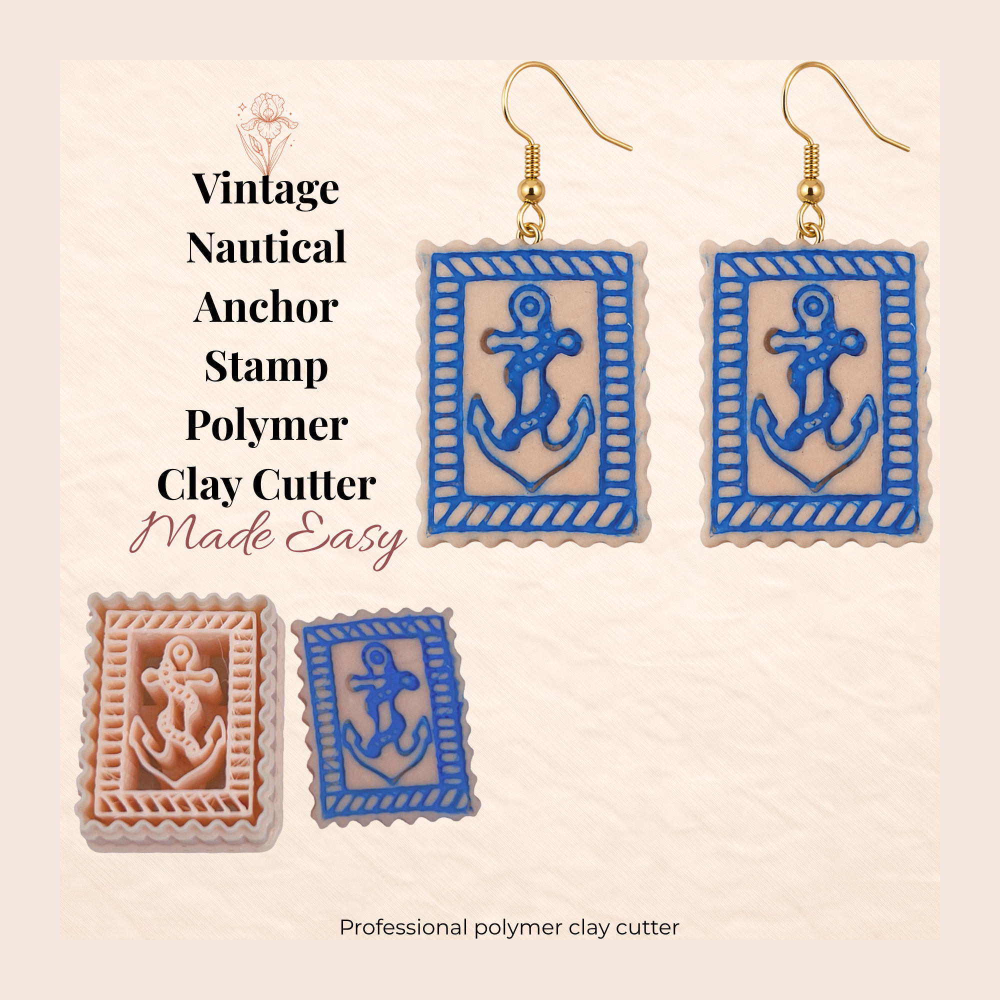 Vintage Nautical Anchor Stamp Polymer Clay Cutter 25–45mm | Maritime Earring Cutter | IrisCrafts7