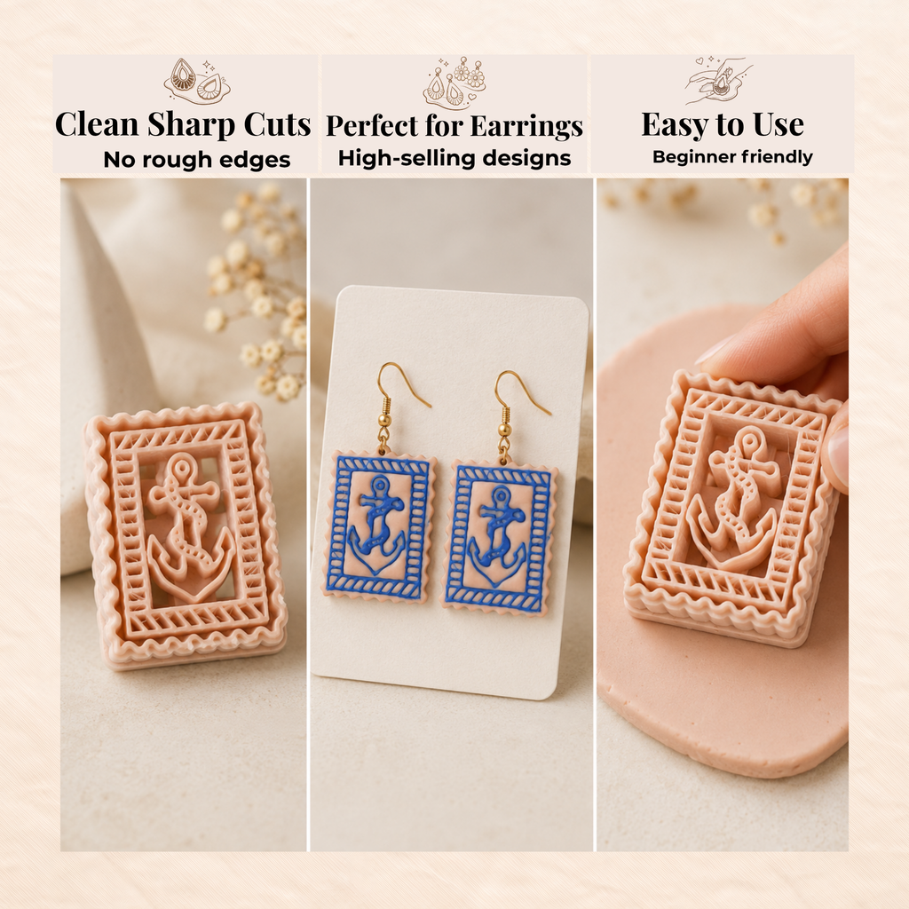 Vintage Nautical Anchor Stamp Polymer Clay Cutter 25–45mm | Maritime Earring Cutter | IrisCrafts7