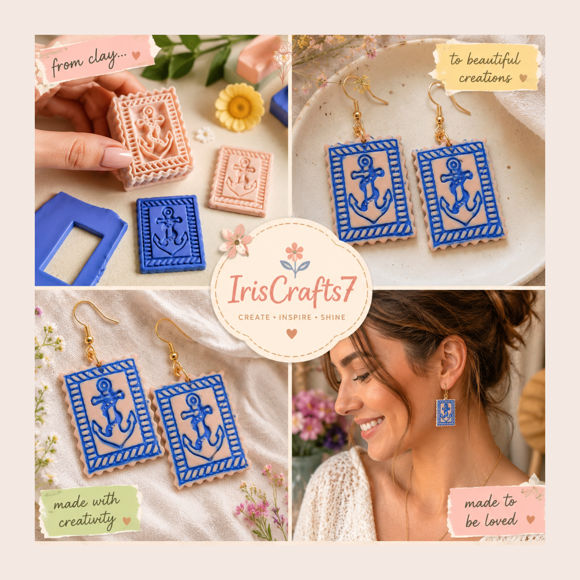 Vintage Nautical Anchor Stamp Polymer Clay Cutter 25–45mm | Maritime Earring Cutter | IrisCrafts7