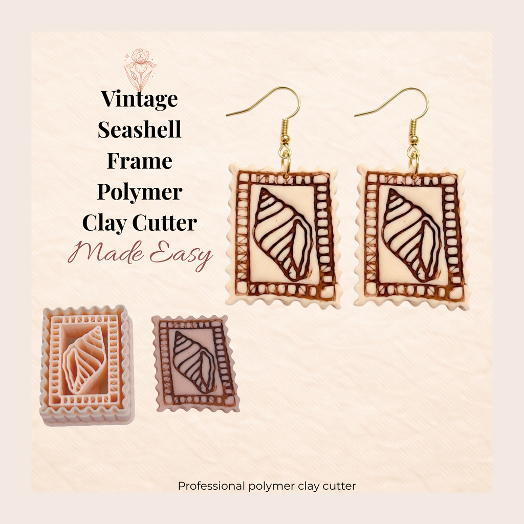 Vintage Seashell Frame Polymer Clay Cutter 30–50mm | Coastal Earring Cutter | IrisCrafts7