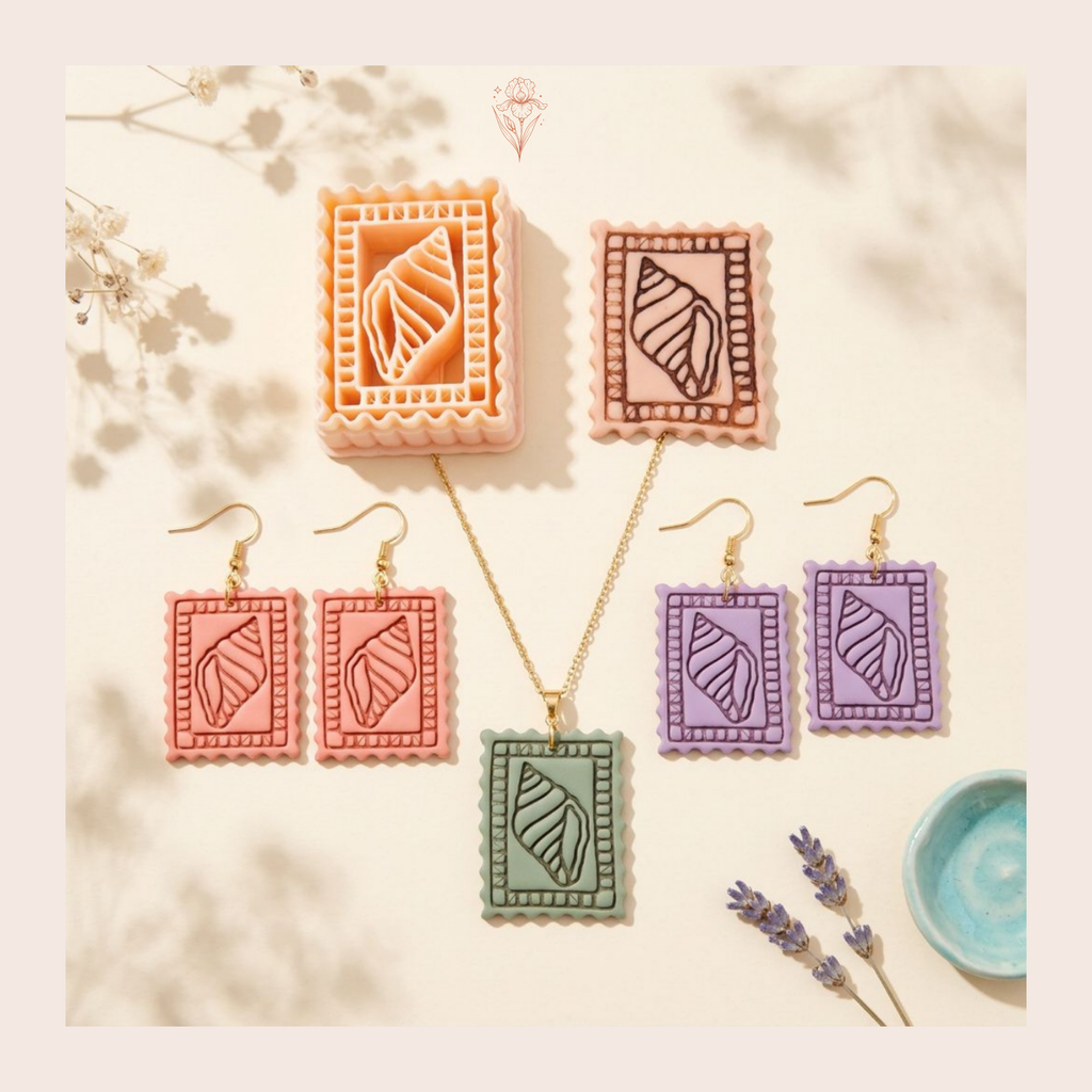 Vintage Seashell Frame Polymer Clay Cutter 30–50mm | Coastal Earring Cutter | IrisCrafts7