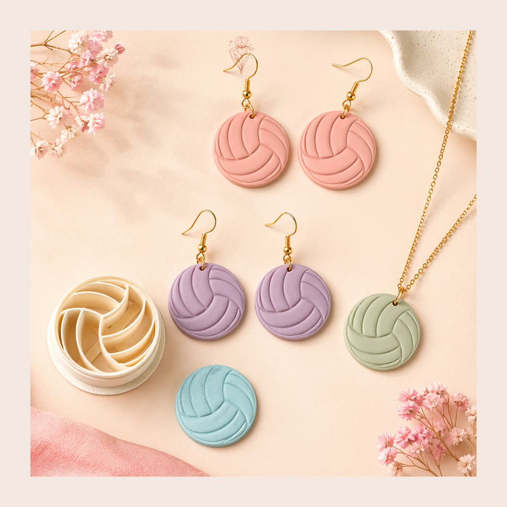 Volleyball Polymer Clay Cutter 25–45mm | Sports Earring Cutter | Jewellery Making Tool | IrisCrafts7