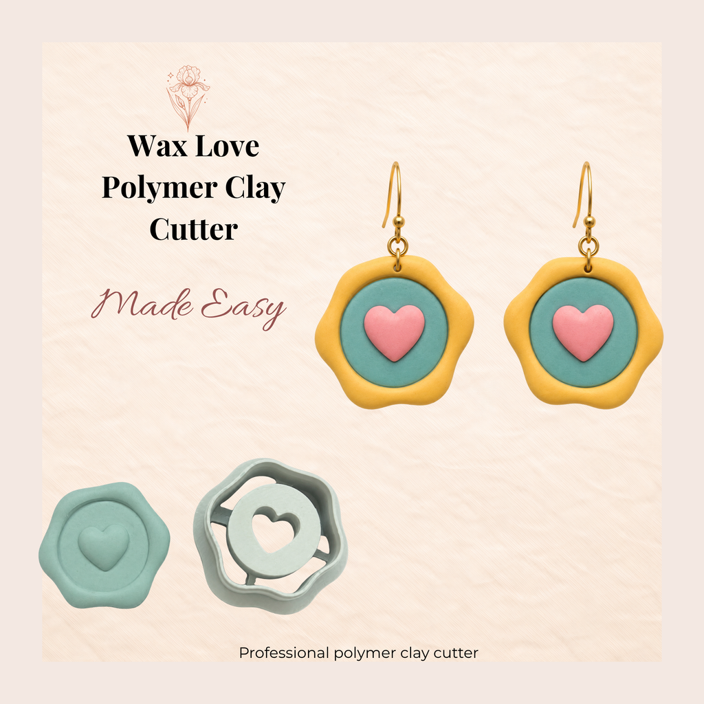 Wax Love Polymer Clay Cutter | 18–35mm | Wax Seal Love Shape Clay Cutter | Earring Jewellery Making Tool