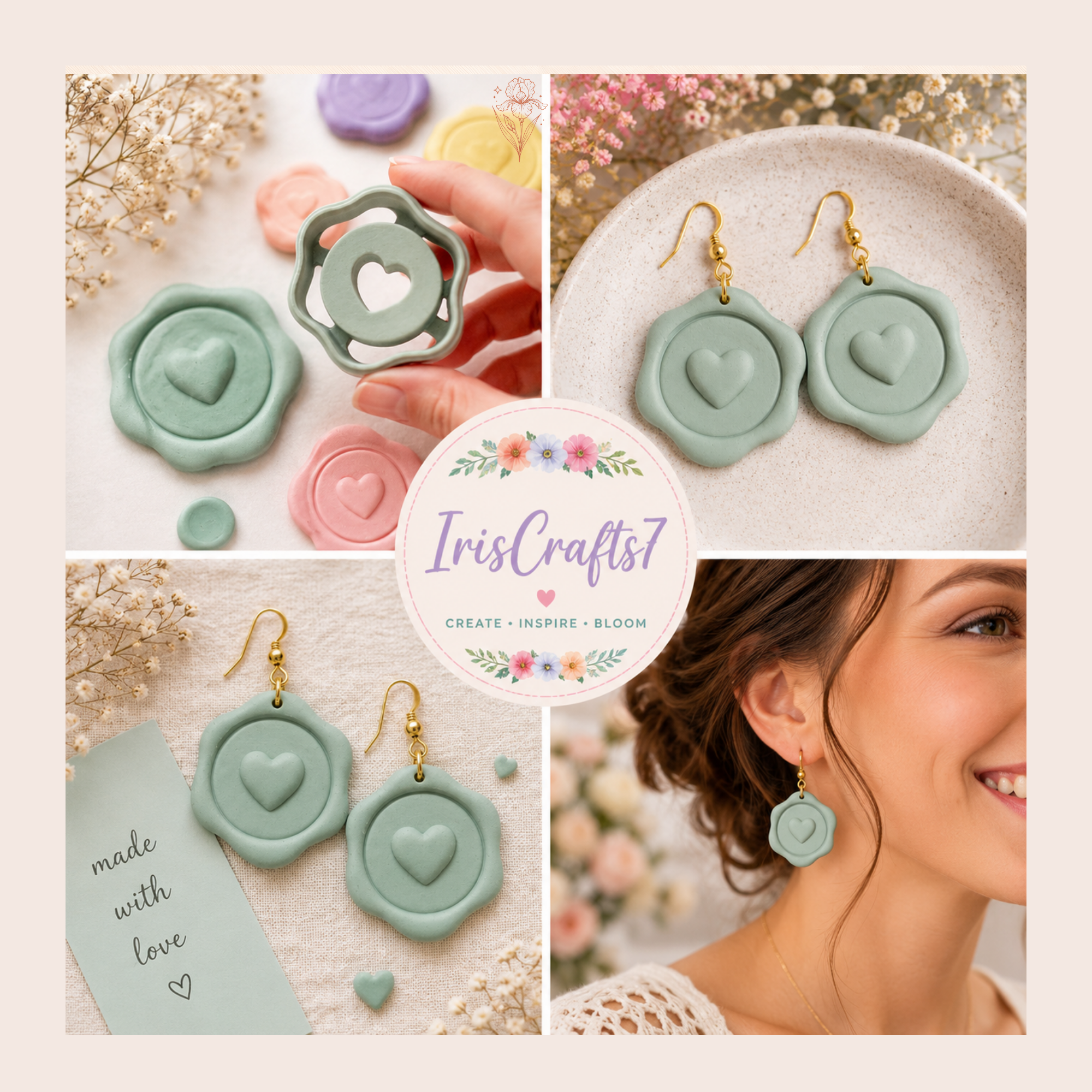 Wax Love Polymer Clay Cutter | 18–35mm | Wax Seal Love Shape Clay Cutter | Earring Jewellery Making Tool
