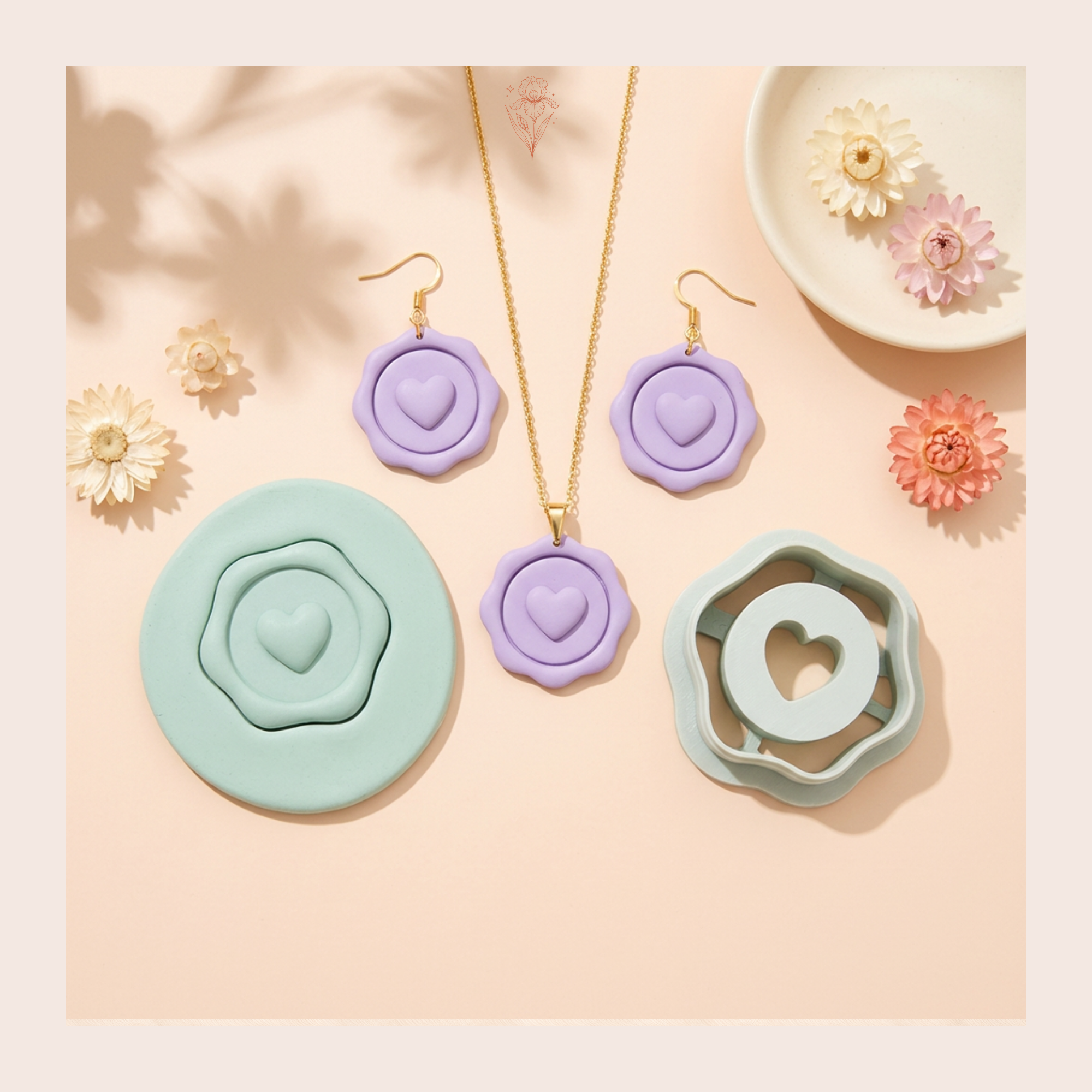 Wax Love Polymer Clay Cutter | 18–35mm | Wax Seal Love Shape Clay Cutter | Earring Jewellery Making Tool