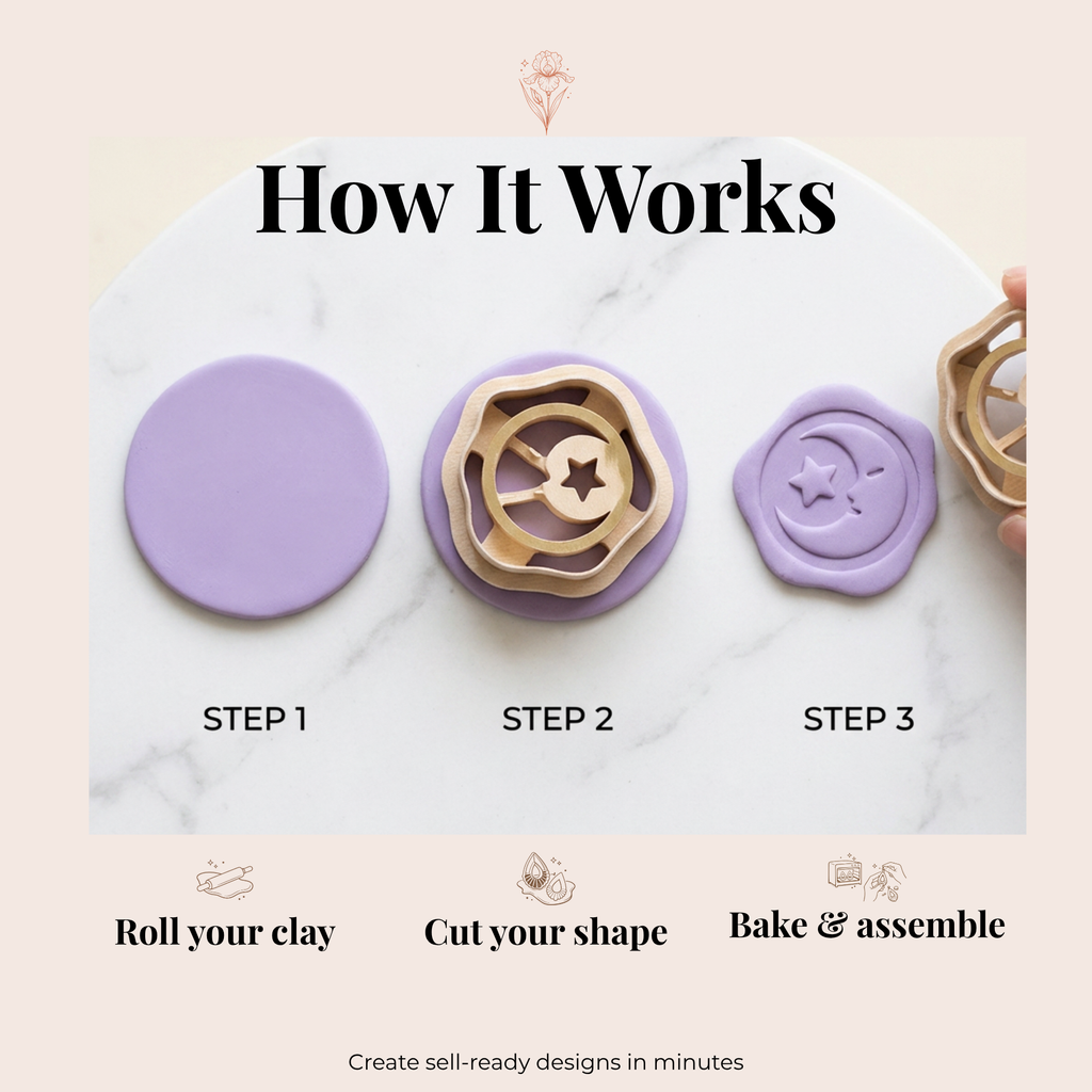 Wax Seal Moon Polymer Clay Cutter | 25–45mm | Wax Seal Shape Clay Cutter | Earring Jewellery Making Tool