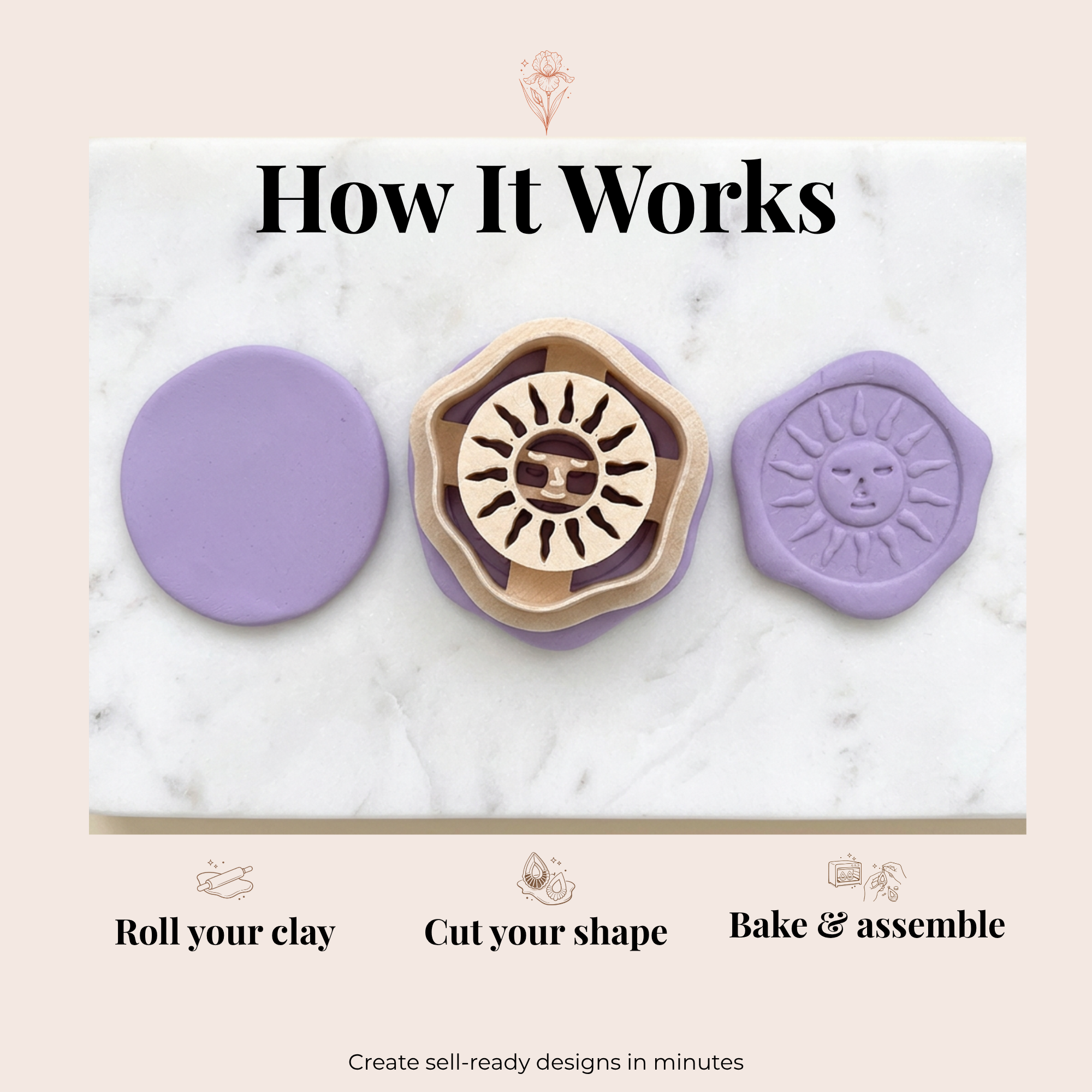 Wax Seal Sun Polymer Clay Cutter | 25–45mm | Wax Seal Shape Clay Cutter | Earring Jewellery Making Tool