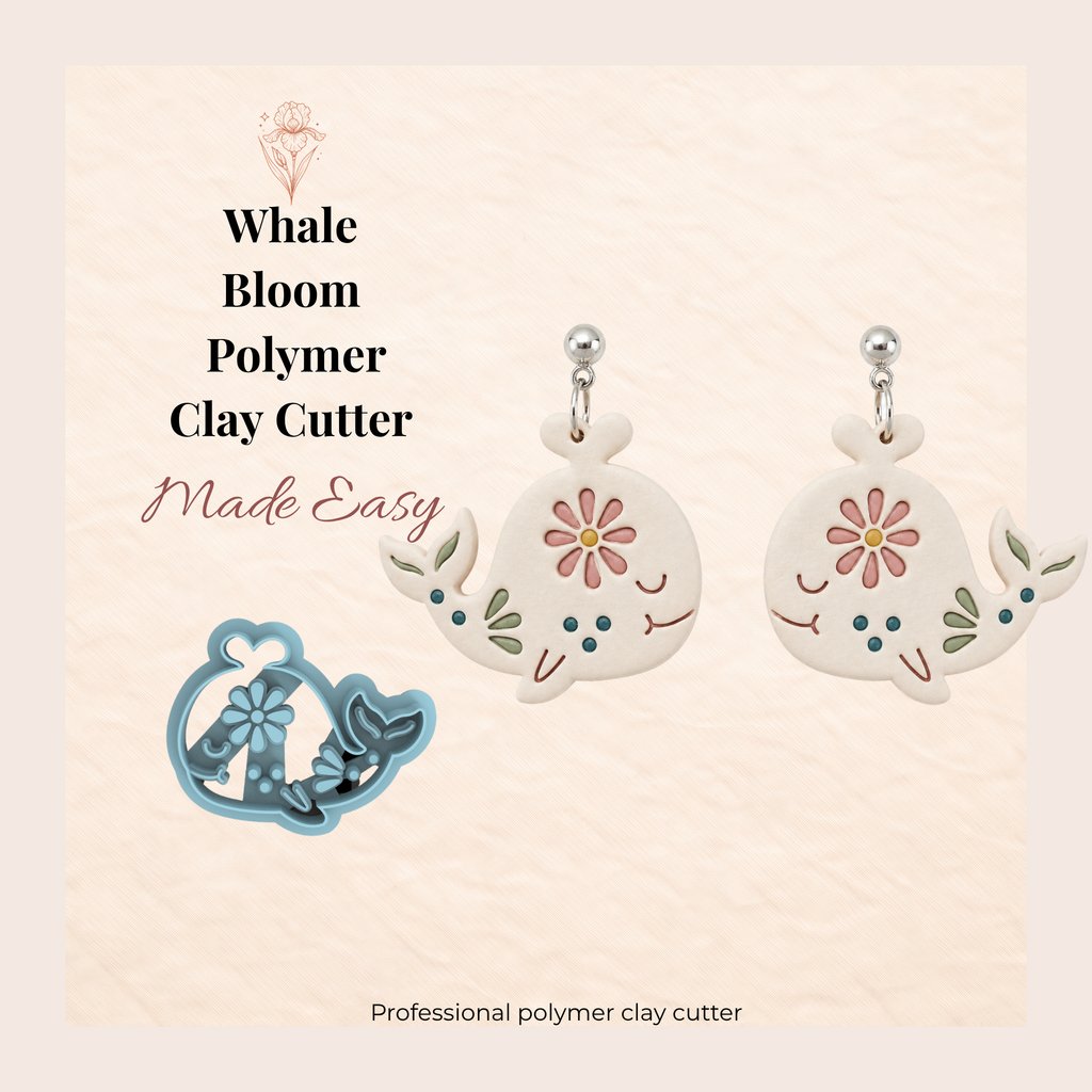 Whale Bloom Polymer Clay Cutter | 30–45mm | Whale Shape Clay Cutter | Earring Jewellery Making Tool