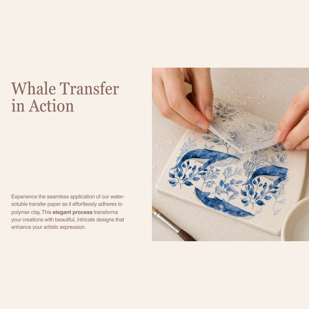 Whale Transfer Paper for Polymer Clay 150x100mm | Ocean Clay Transfer | IrisCrafts7