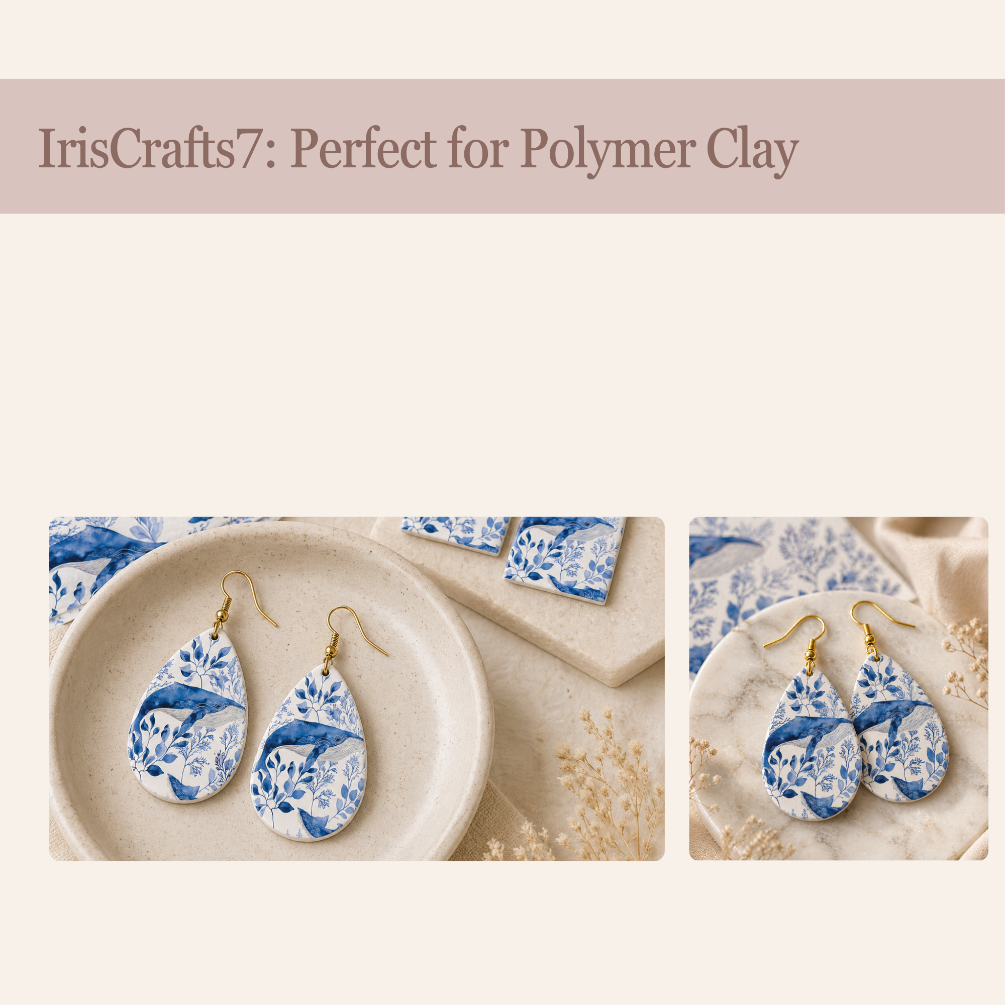 Whale Transfer Paper for Polymer Clay 150x100mm | Ocean Clay Transfer | IrisCrafts7