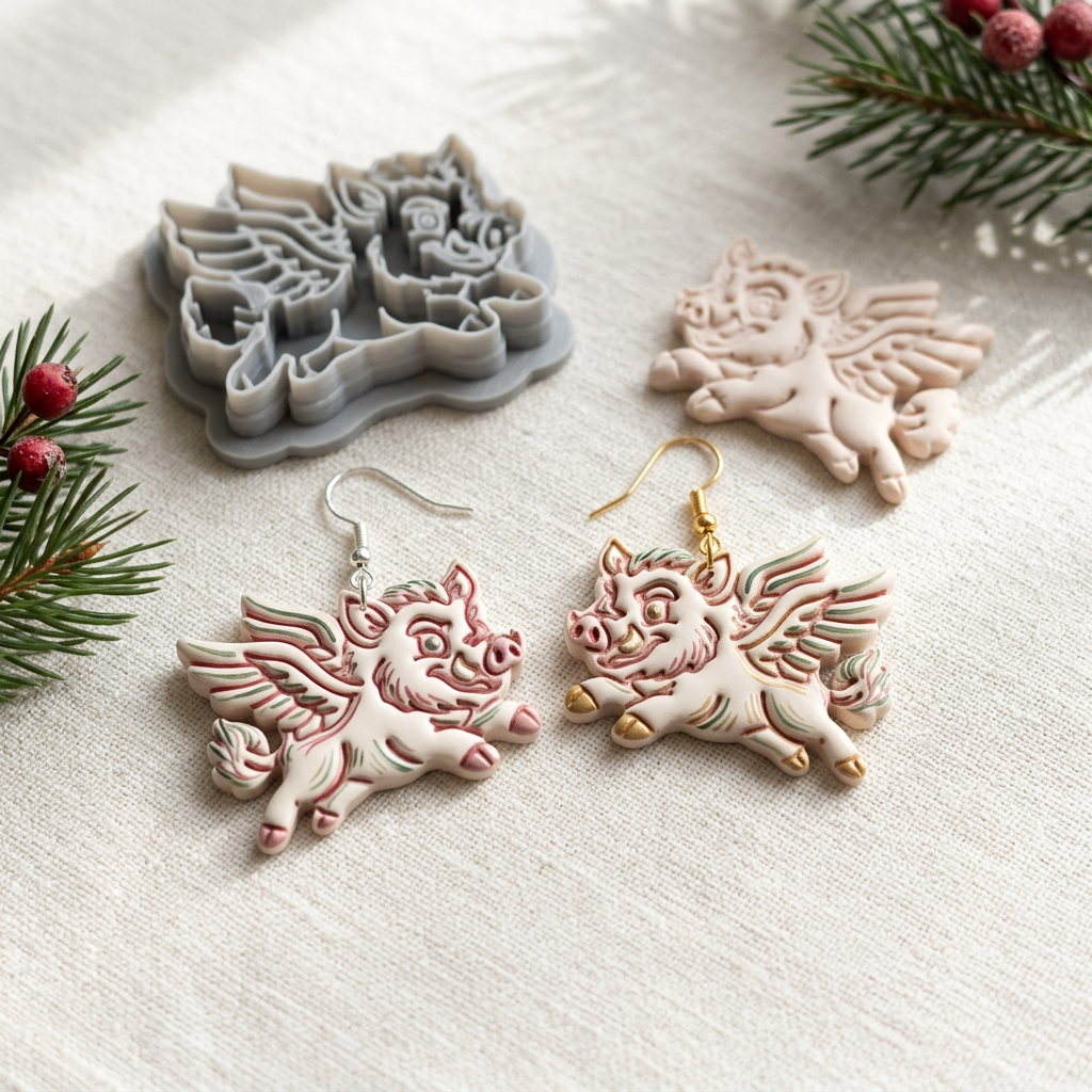 Winged Boar Polymer Clay Cutter | Fantasy Mythical Earring Tool