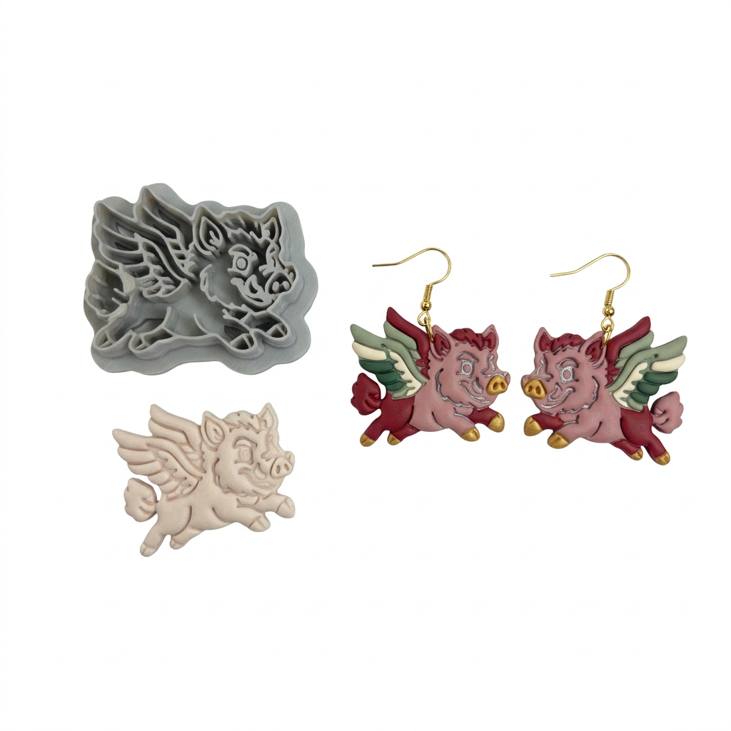 Winged Boar Polymer Clay Cutter | Fantasy Mythical Earring Tool