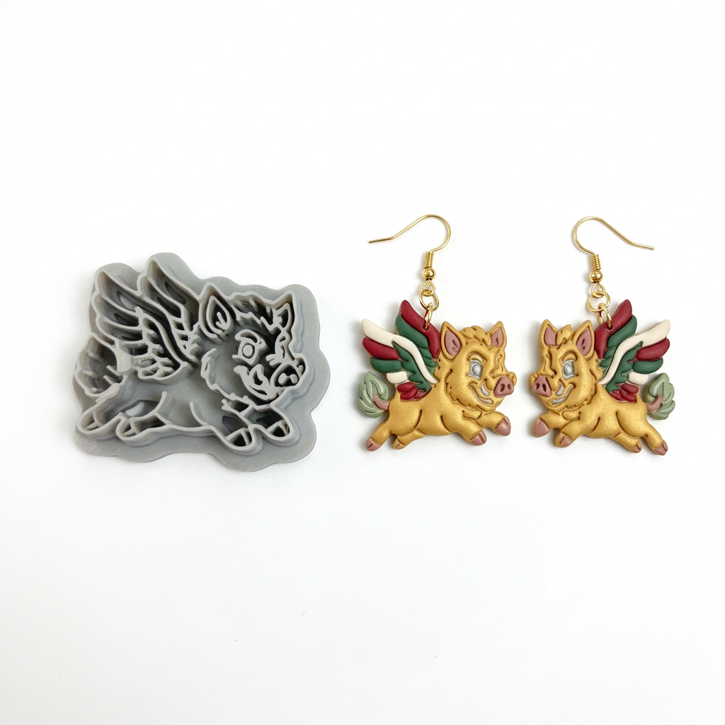 Winged Boar Polymer Clay Cutter | Fantasy Mythical Earring Tool