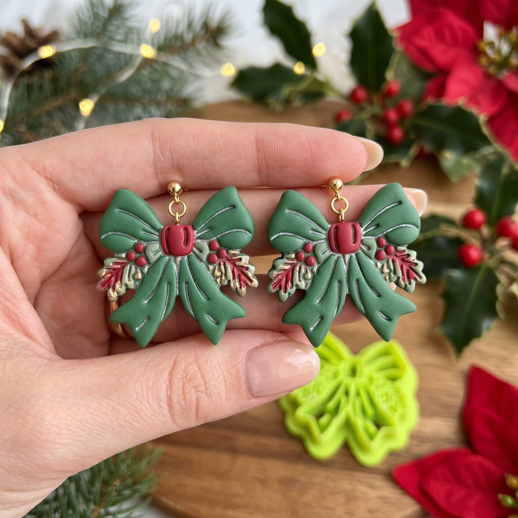 Winter Bow Polymer Clay Cutter | Elegant Winter Earring Tool