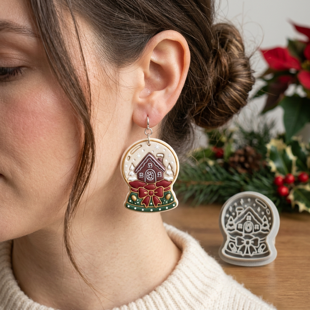Winter Crystal Ball Polymer Clay Cutter | Mystical Winter Earring Tool